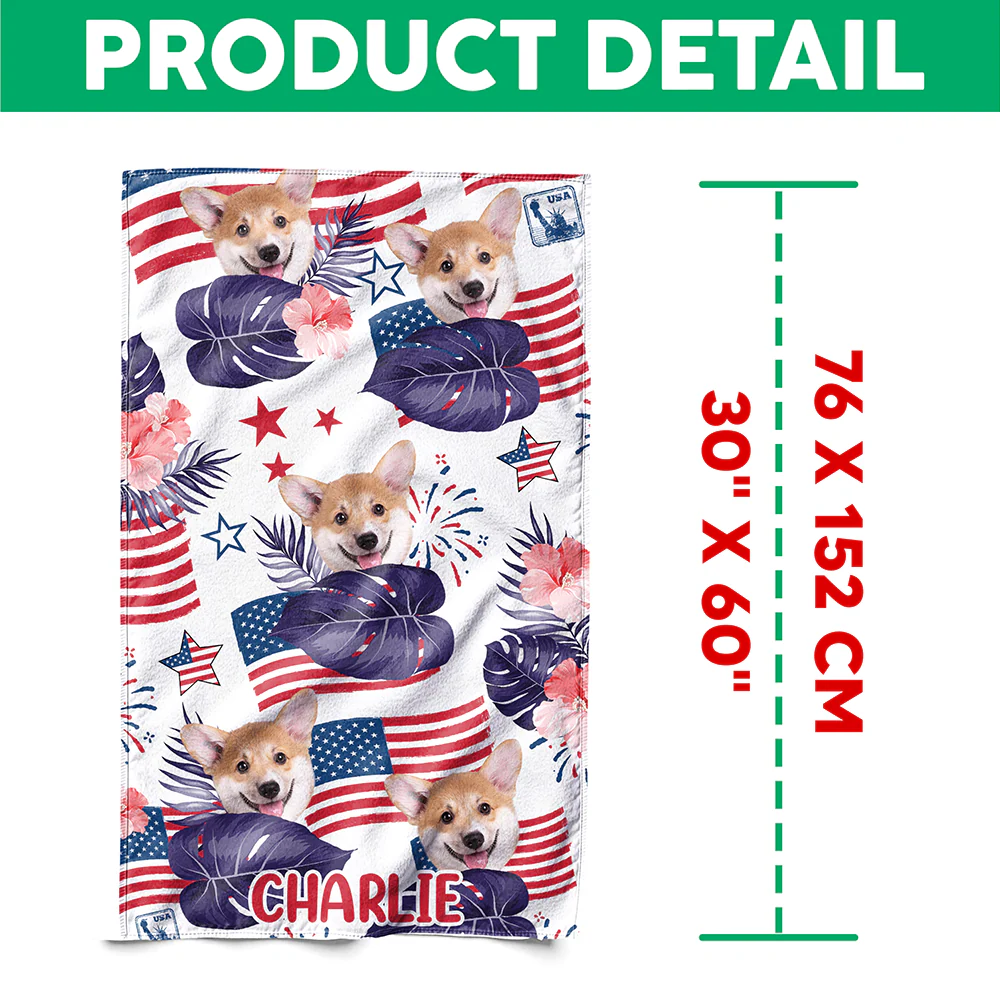 Custom Dog Photo Independence Day Beach Towel CH07 895812 - Image 8