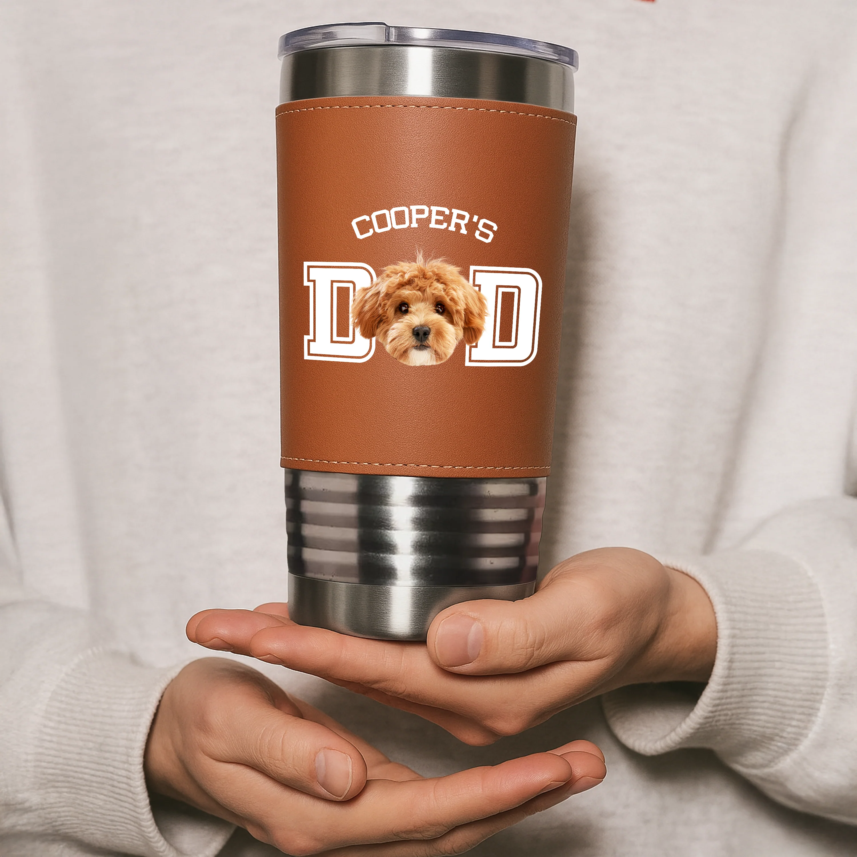 Custom Dog Photo Leather Tumbler TH10 894063 - Image 4