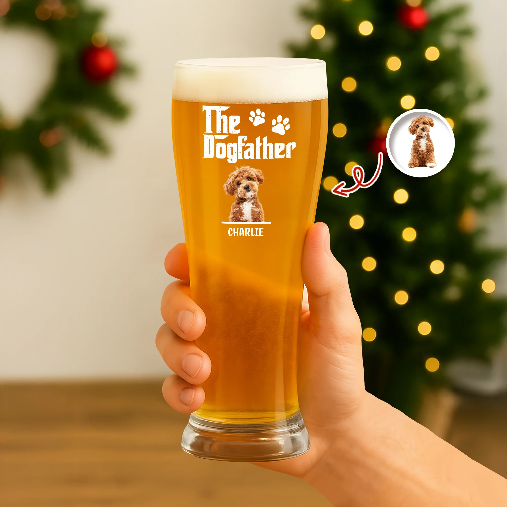 Custom Dog Photo The Dog Father Pilsner Glass Gift for Dog Lovers HA75 892882 - Image 2