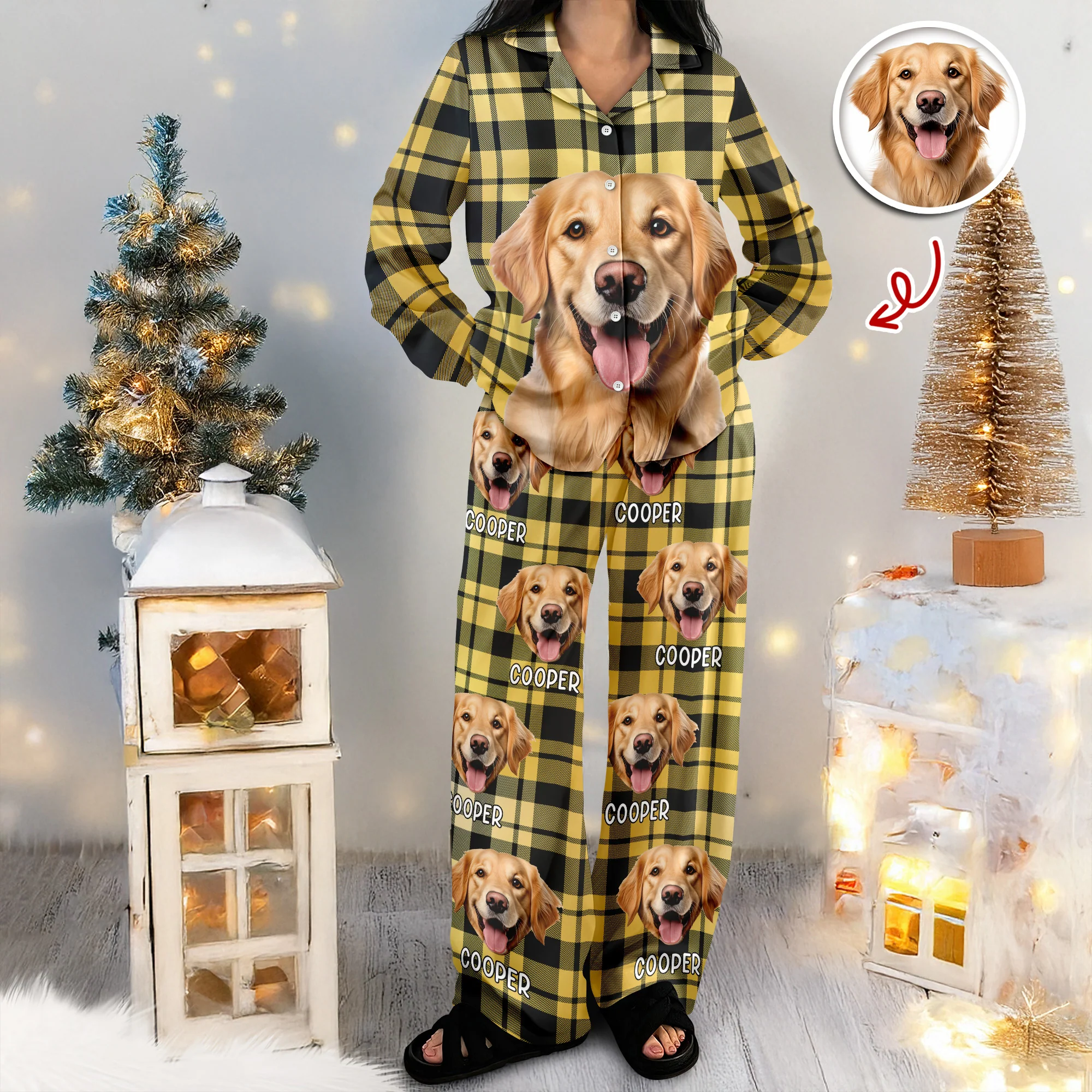 Custom Dog Photo Winter Pattern Pajamas Funny Gift For Dog Lovers CH07 896908 - Image 5