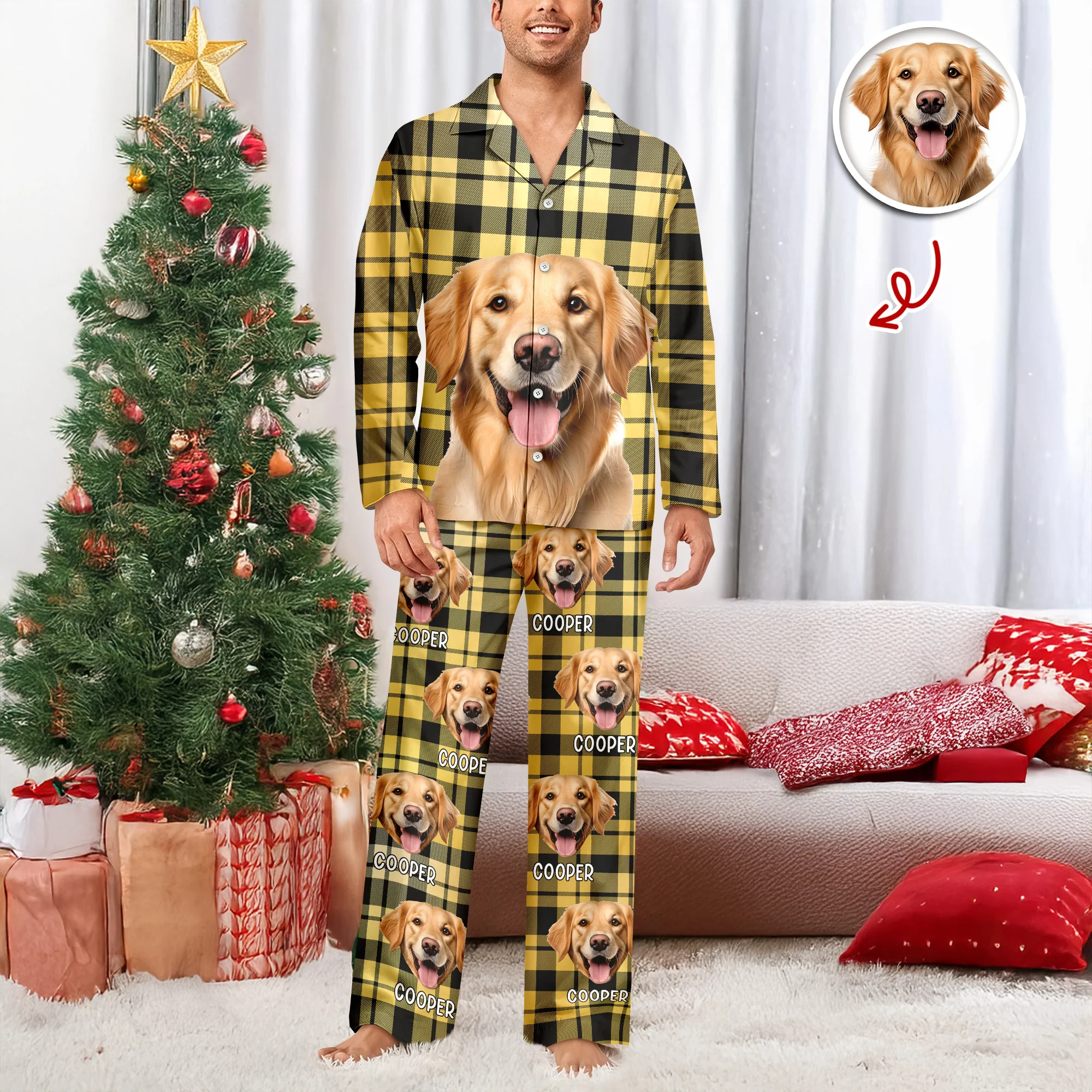 Custom Dog Photo Winter Pattern Pajamas Funny Gift For Dog Lovers CH07 896908 - Image 8