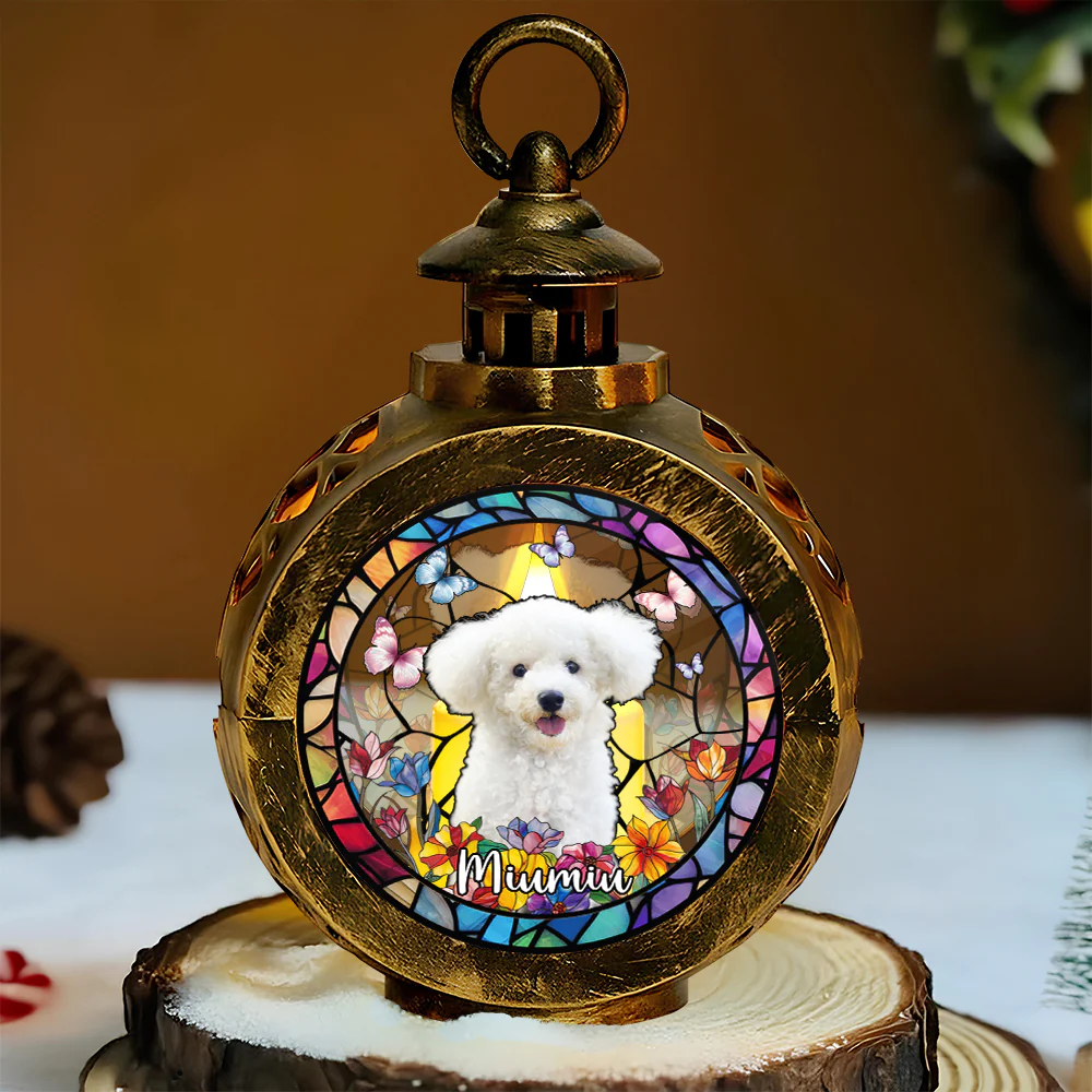 Custom Dog Photo With Flower Memorial Candlelight Lantern Ornament HO82 900224 - Image 3