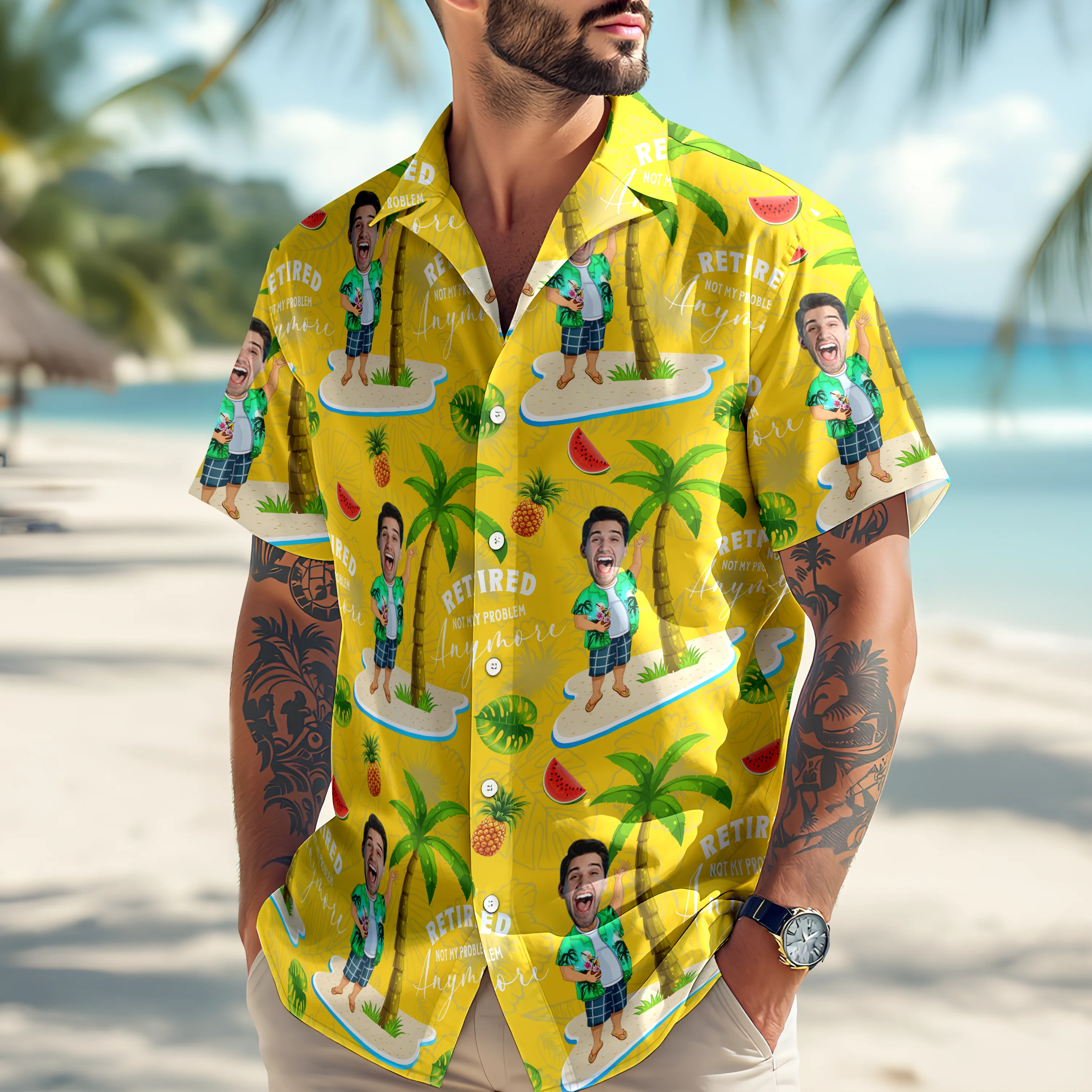 Custom Face All Over Print Hawaiian Shirt Personalized Retirement Gift for Dad LM32 893483 - Image 5