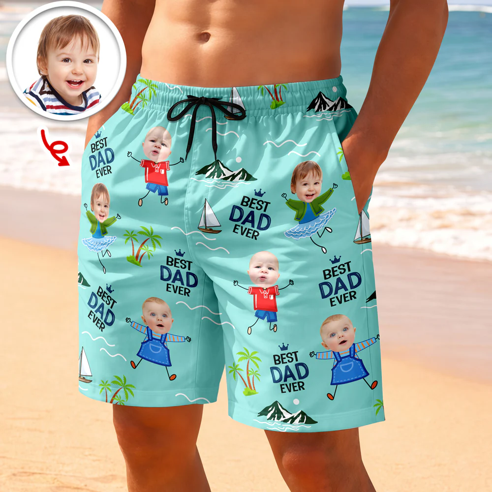 Custom Face Best Dad Ever Beach Shorts Gift For Father's Day CH07 911460 - Image 3