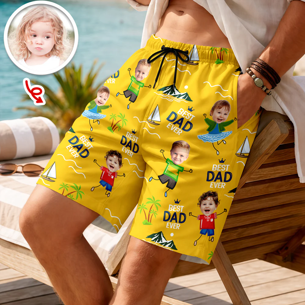 Custom Face Best Dad Ever Beach Shorts Gift For Father's Day CH07 911460 - Image 4