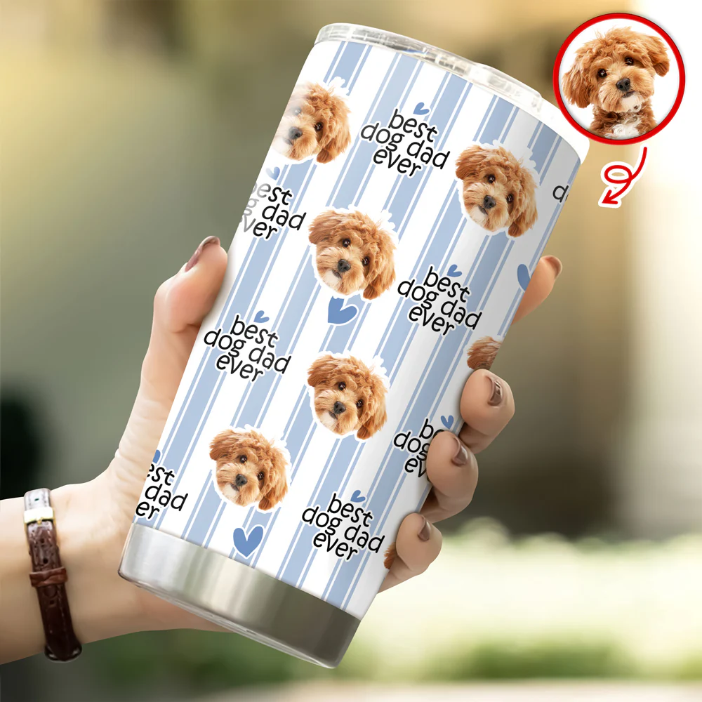 Custom Face Best Dog Cat Dad, Mom Ever Fat Tumbler Gift For Pet Lovers CH07 911528 - Image 2