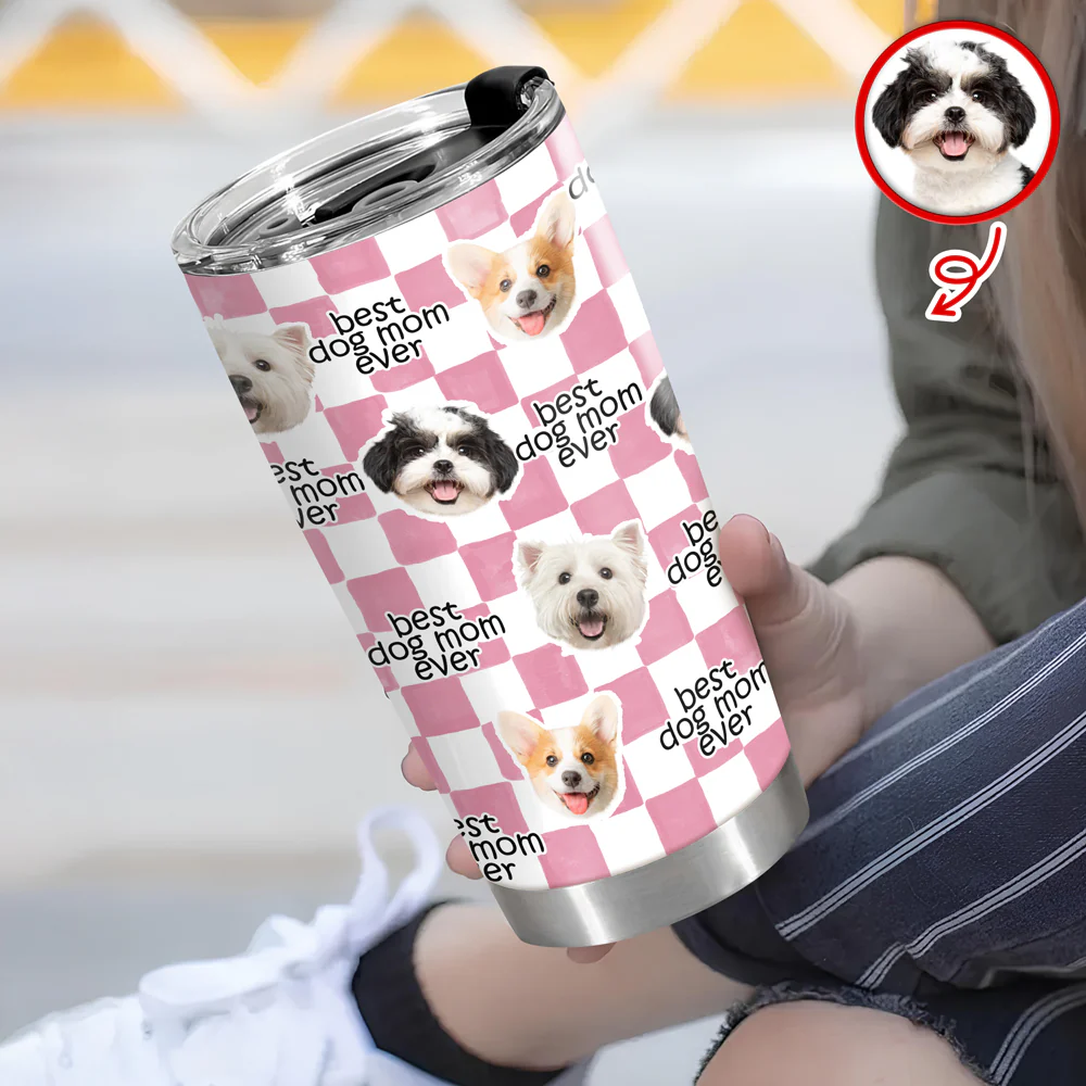 Custom Face Best Dog Cat Dad, Mom Ever Fat Tumbler Gift For Pet Lovers CH07 911528 - Image 6