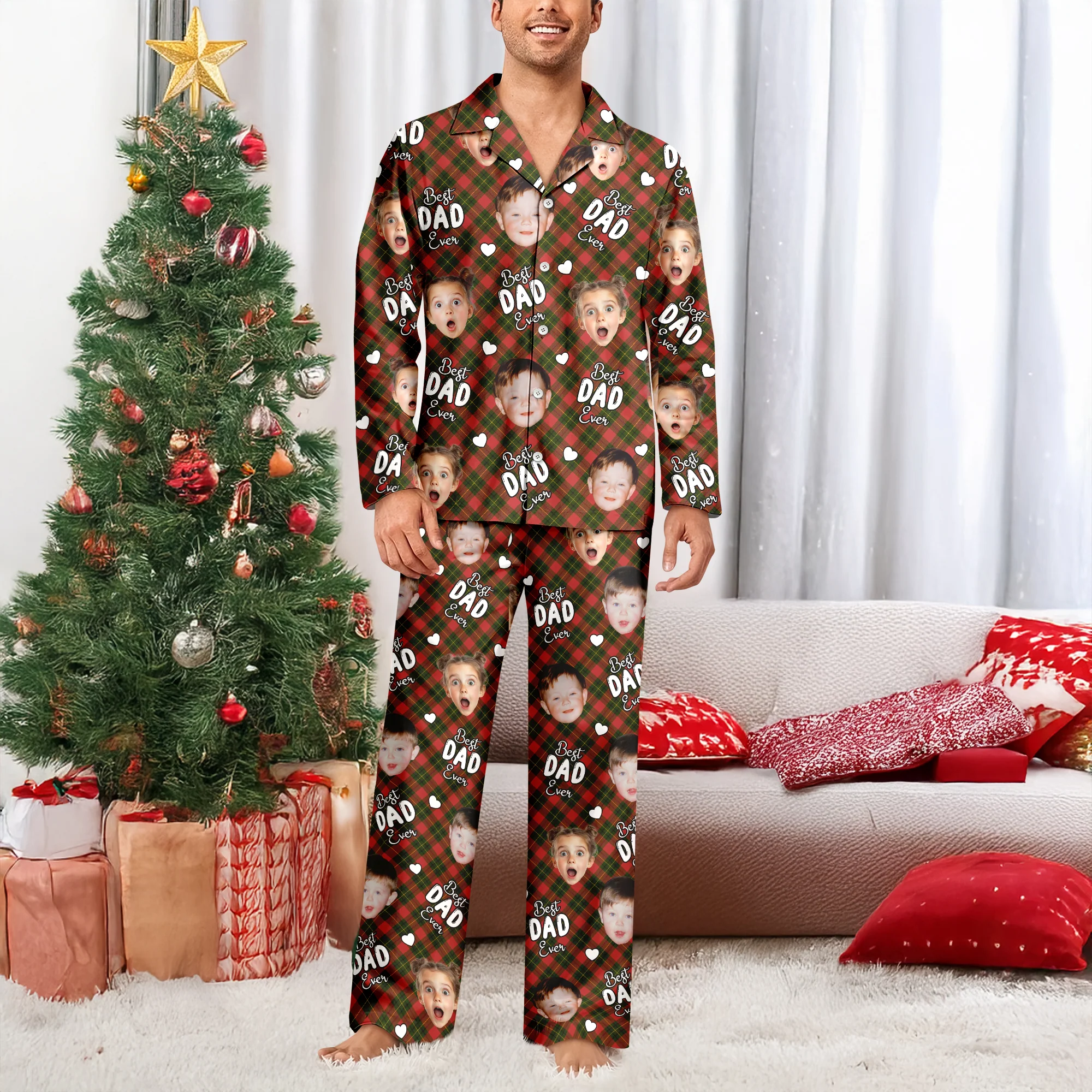 Custom Face Cute Best Dad Ever Christmas Pajamas LM32 895747 - Image 5