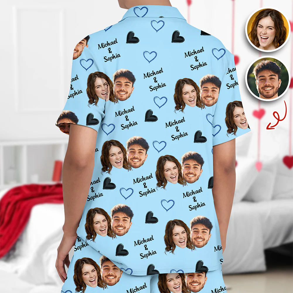 Custom Face & Name Short Pajama Set, Personalized Family Short Sleeve Pajamas For Men & Women HO82 902456 - Image 7