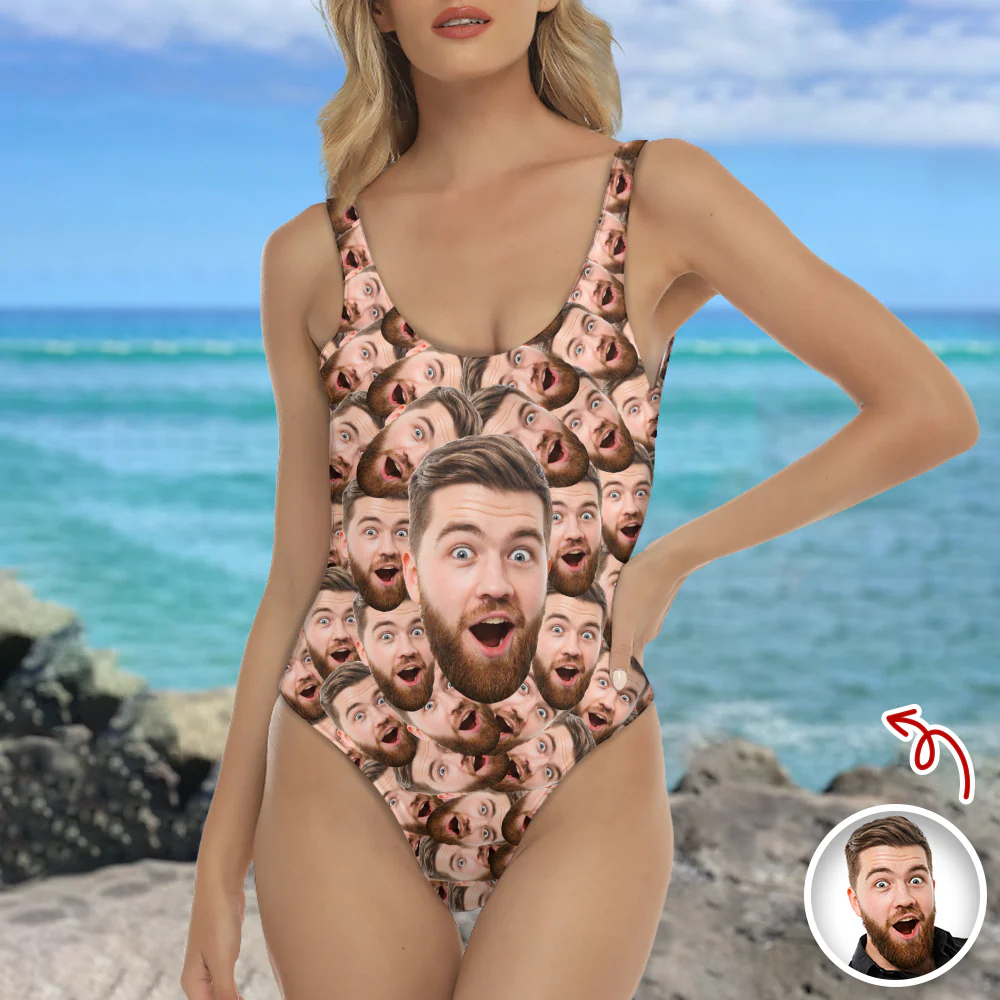 Custom Face One-Piece Swimsuit Beachwear Gift LM32 669497 - Image 2