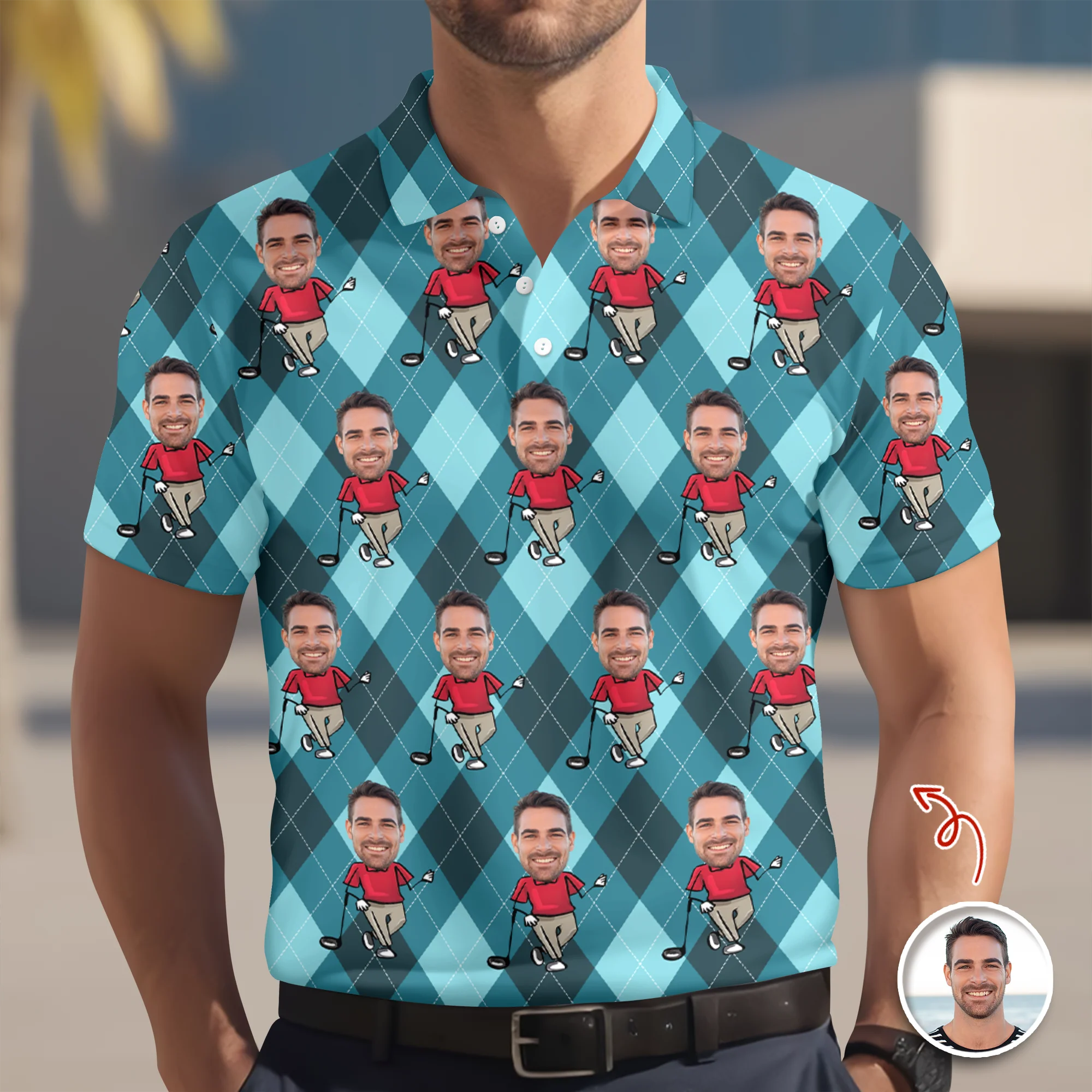 Custom Face Personalized Golf Polo Shirt Gift For Golfer, Golf Lovers HA75 898562 - Image 2