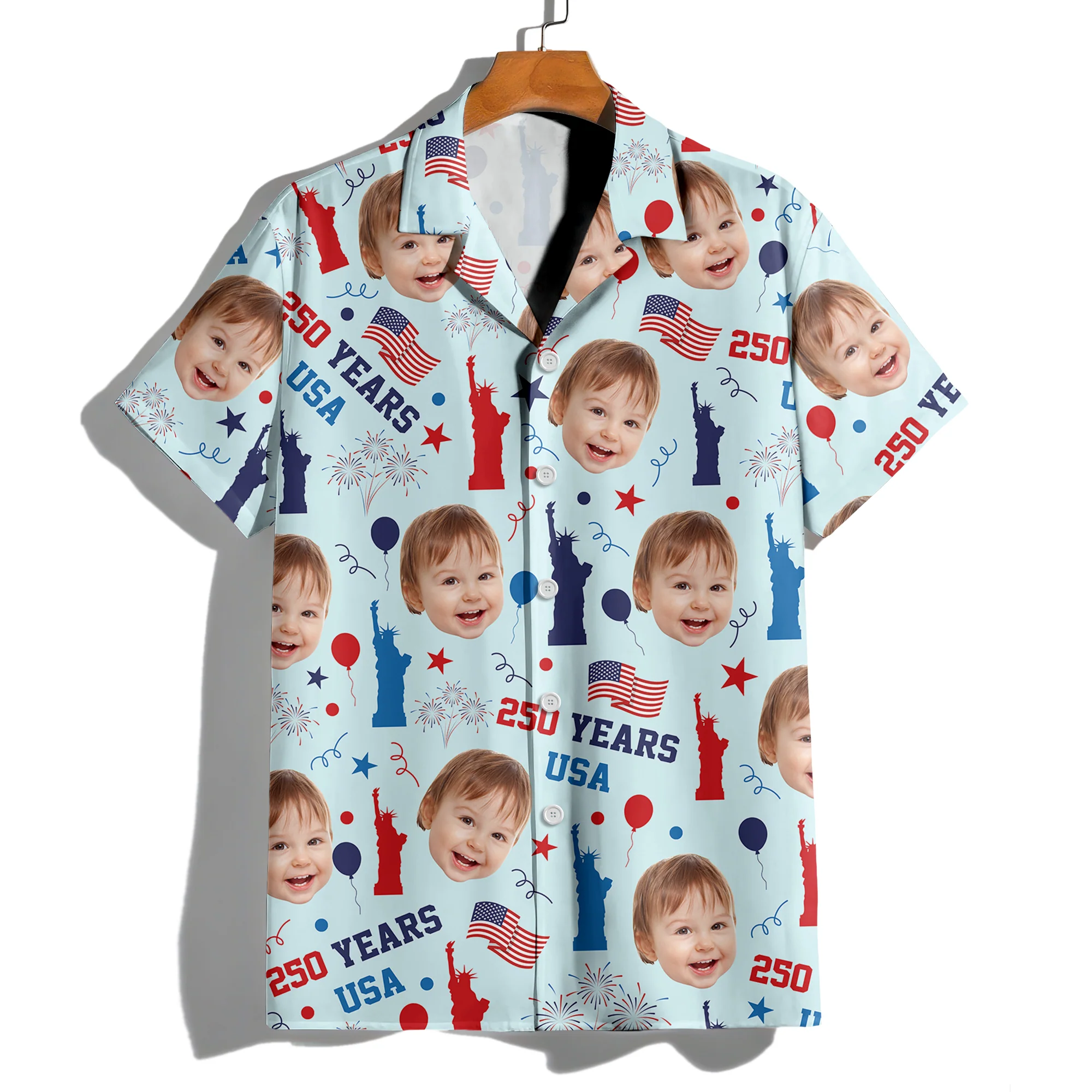 Custom Face Photo 250 Years USA Hawaiian Shirt Patriotic Summer Gift LM32 668907 - Image 4