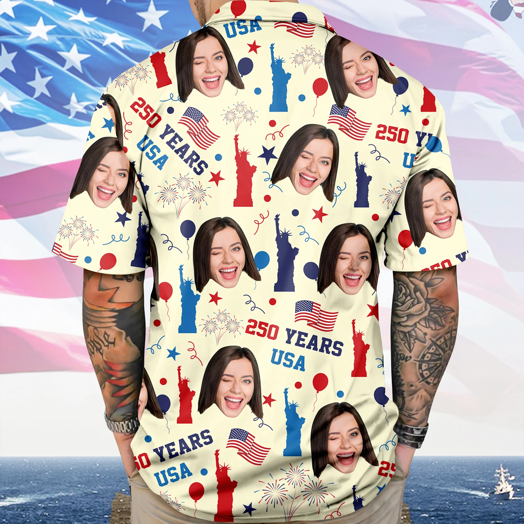 Custom Face Photo 250 Years USA Hawaiian Shirt Patriotic Summer Gift LM32 668907 - Image 5