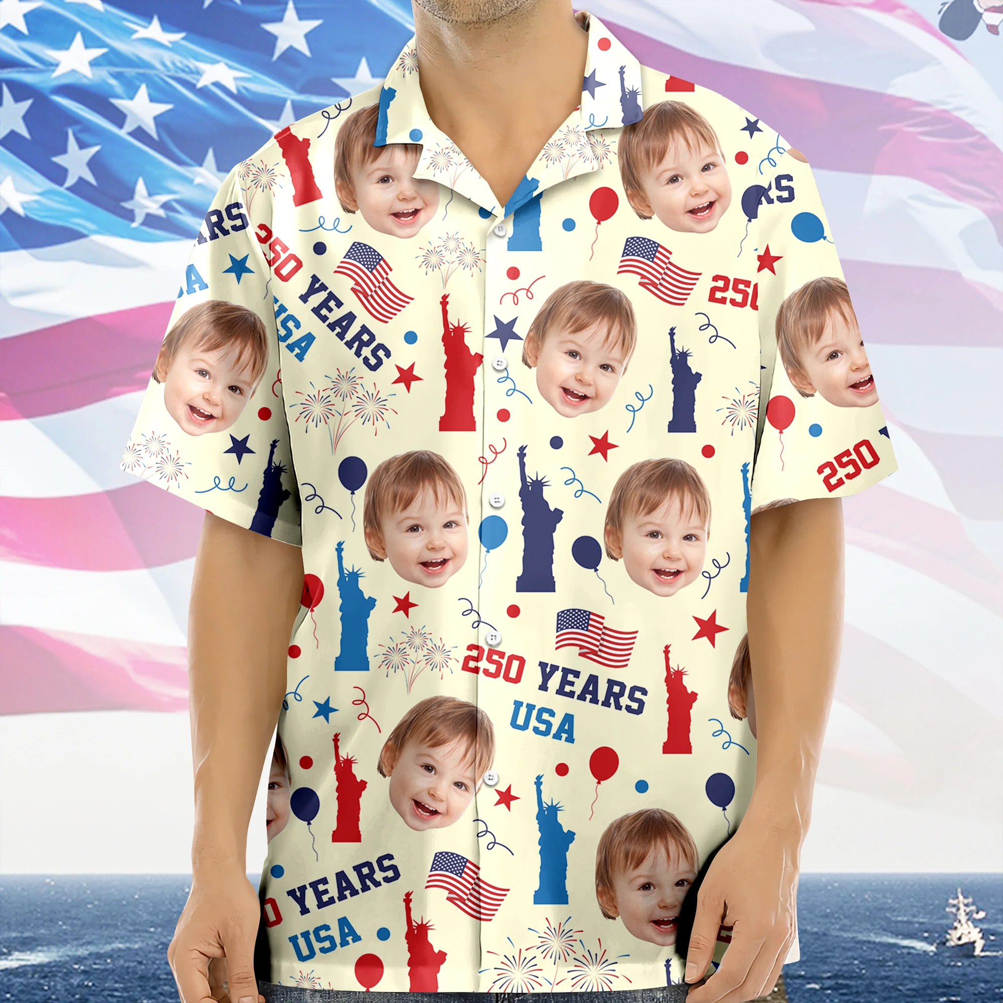 Custom Face Photo 250 Years USA Hawaiian Shirt Patriotic Summer Gift LM32 668907 - Image 7