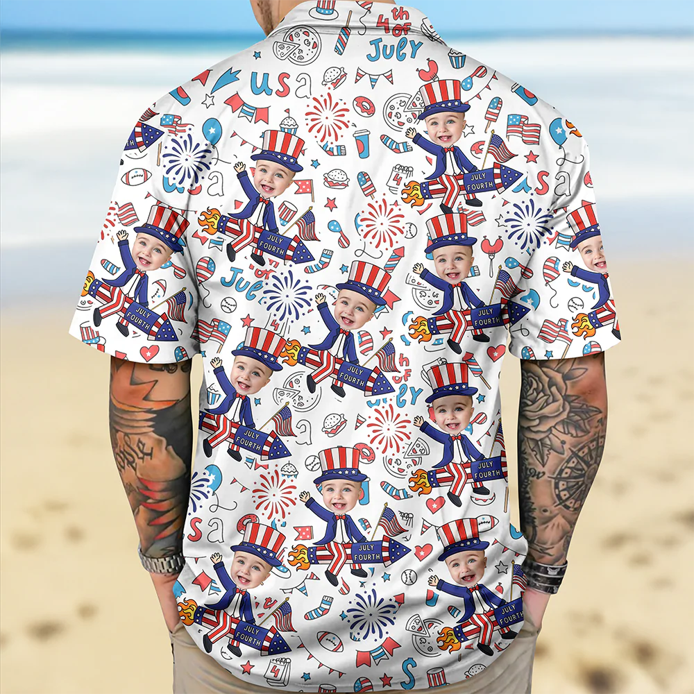 Custom Face Photo 4th of July Anniversary Hawaii Shirt LM32 899707 - Image 2