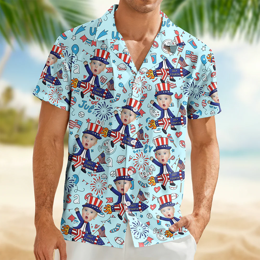 Custom Face Photo 4th of July Anniversary Hawaii Shirt LM32 899707 - Image 5