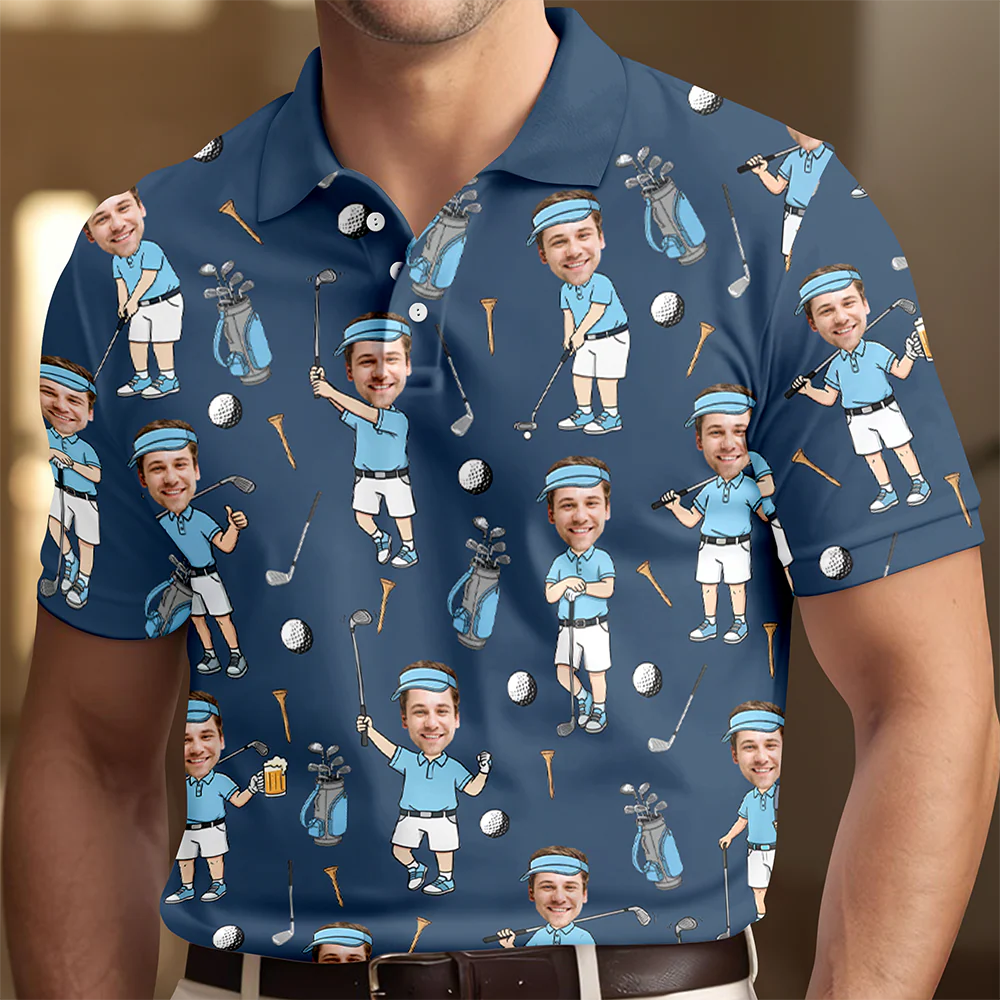 Custom Face Photo Golf Polo Shirt Gift For Golf Lover CH07 911176 - Image 2
