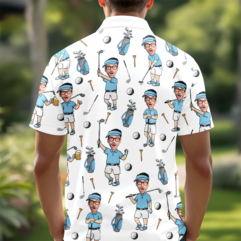 Custom Face Photo Golf Polo Shirt Gift For Golf Lover CH07 911176 - Image 3