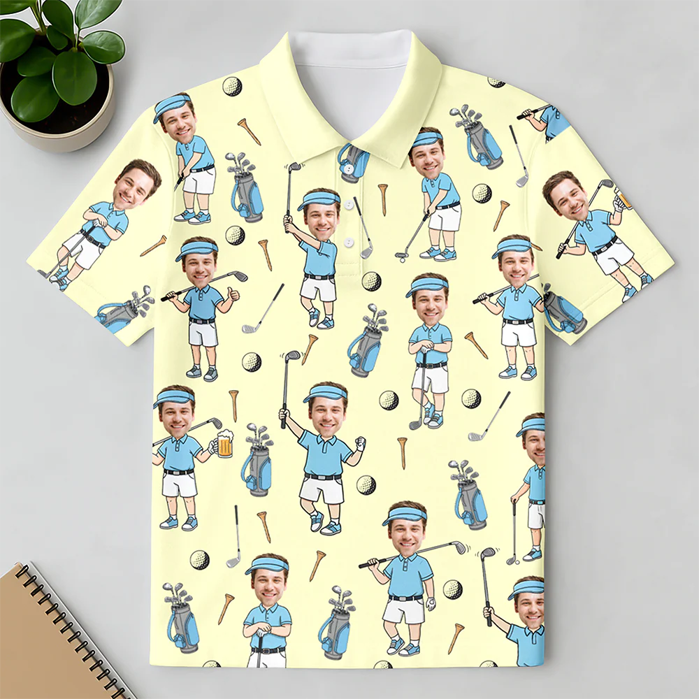 Custom Face Photo Golf Polo Shirt Gift For Golf Lover CH07 911176 - Image 6