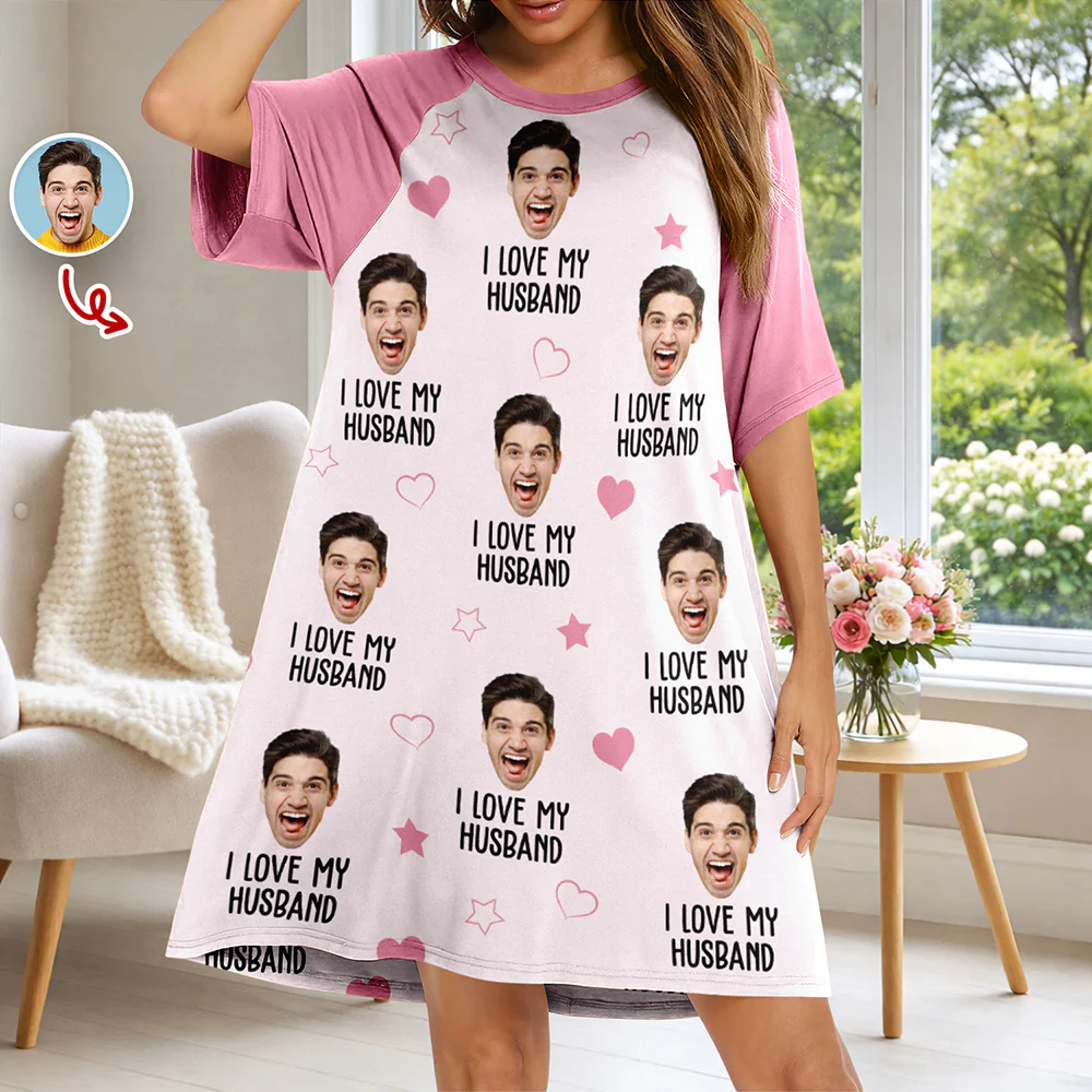 Custom Face Photo I Love My Husband Nightgown LM32 899661 - Image 2