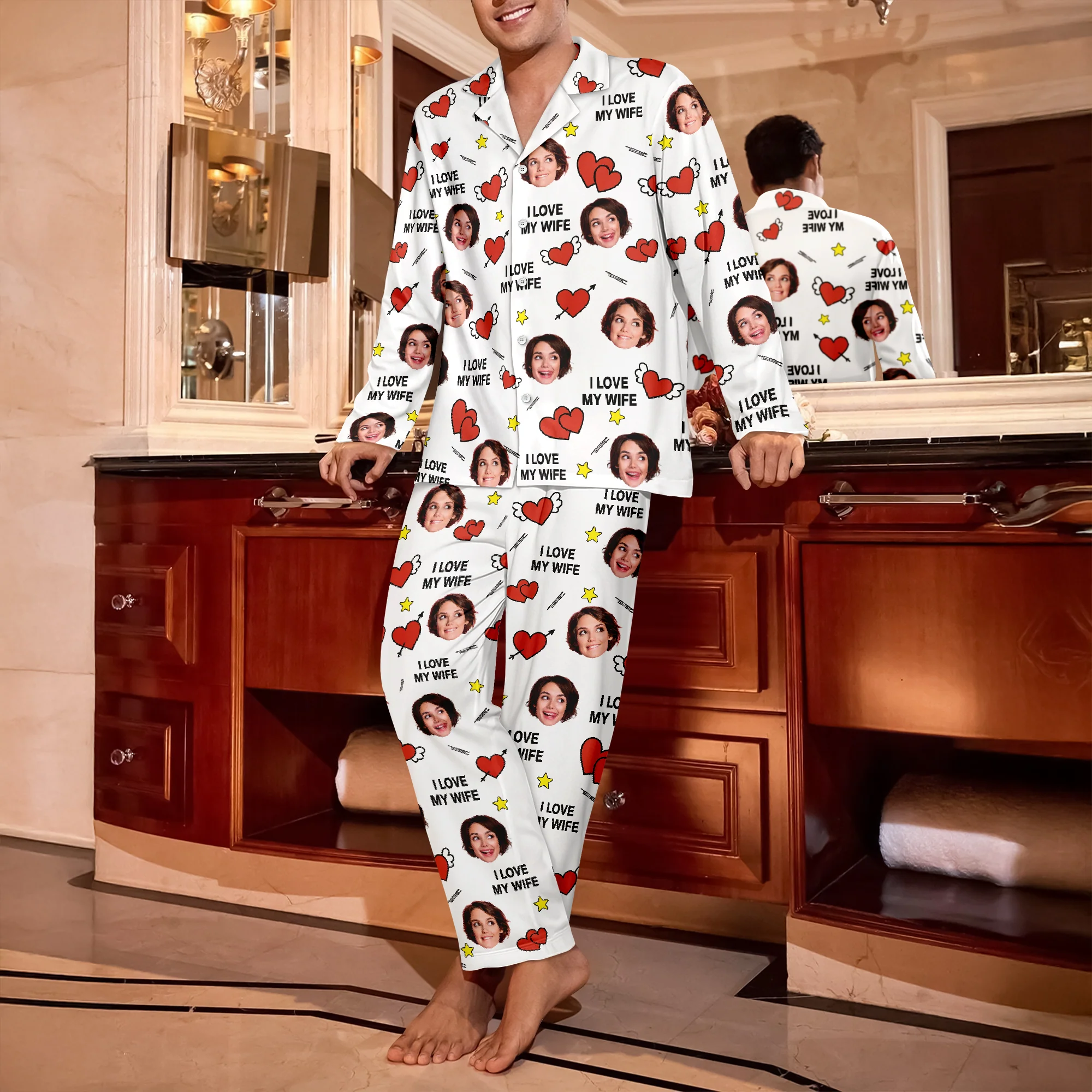 Custom Face Photo I Love You Cute Hearts Pajamas Perfect Gift for Couples LM32 897413 - Image 13