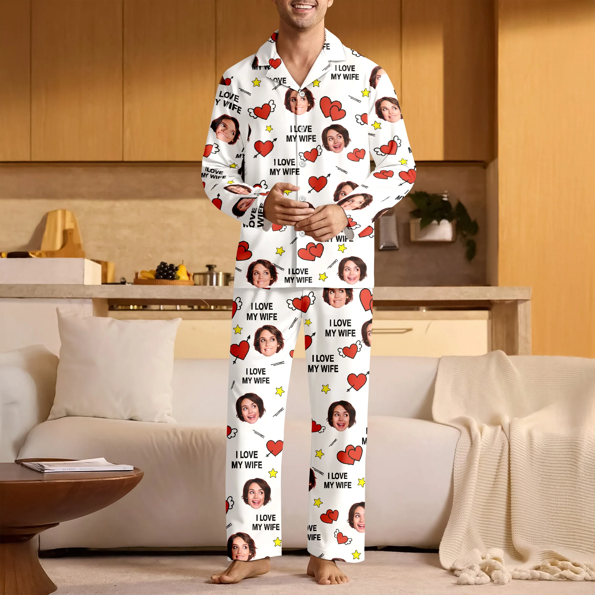 Custom Face Photo I Love You Cute Hearts Pajamas Perfect Gift for Couples LM32 897413 - Image 4