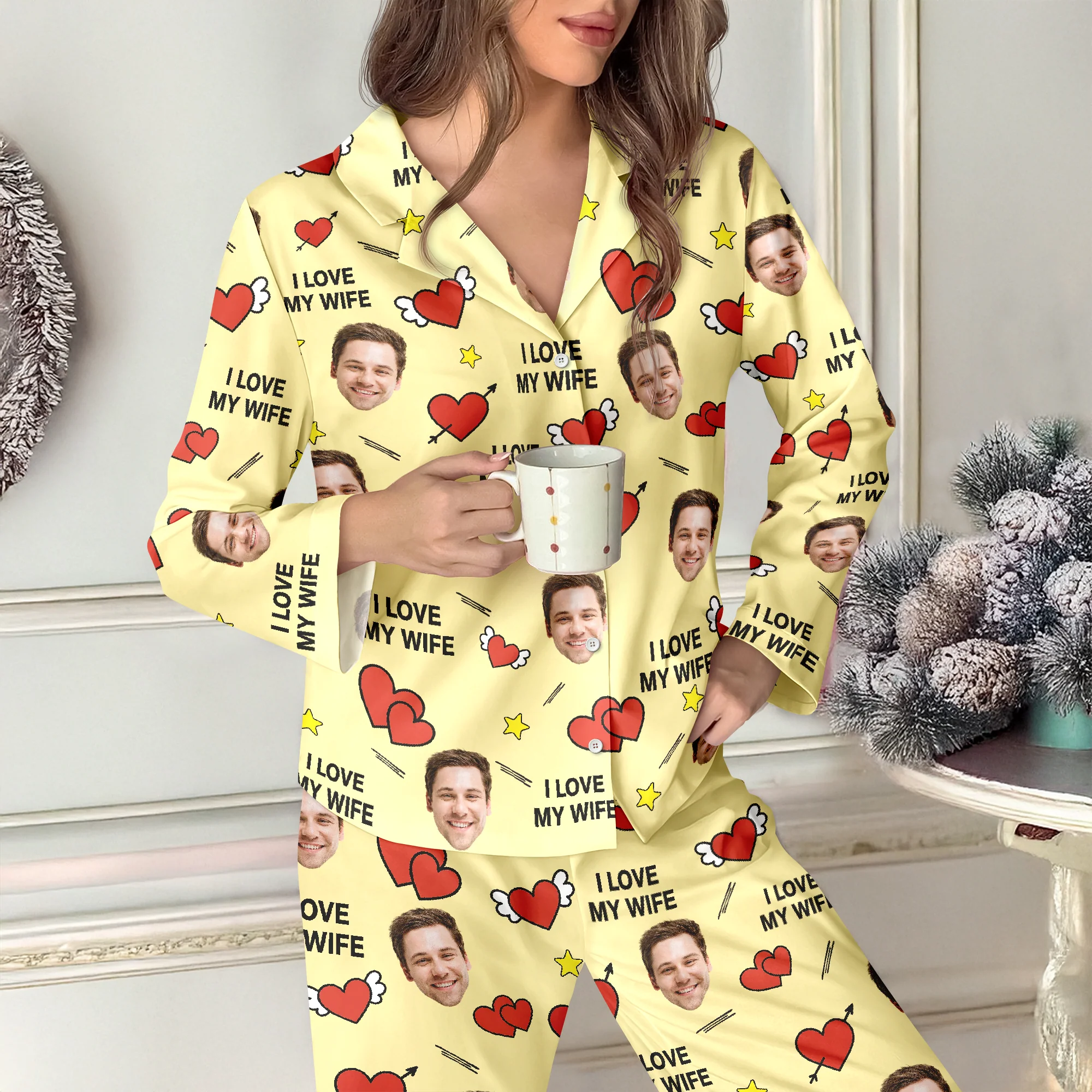 Custom Face Photo I Love You Cute Hearts Pajamas Perfect Gift for Couples LM32 897413 - Image 9