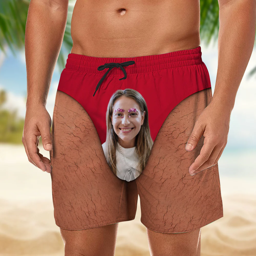 Custom Face Photo Men's Swim Trunks, Personalized Name Funny Beach Shorts, Vacation & Pool Party Gift LM32 669501 - Image 3