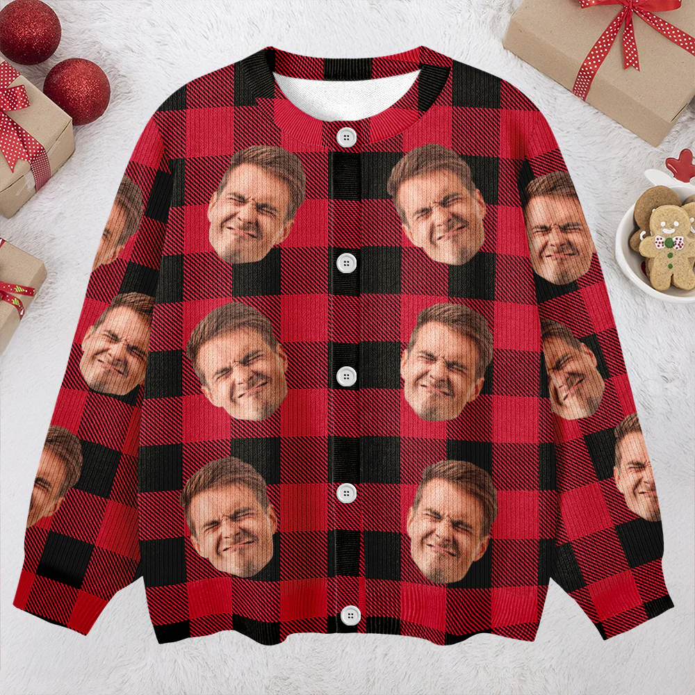 Custom Face Photo With Christmas Pattern Ugly Cardigan CH07 899820 - Image 2