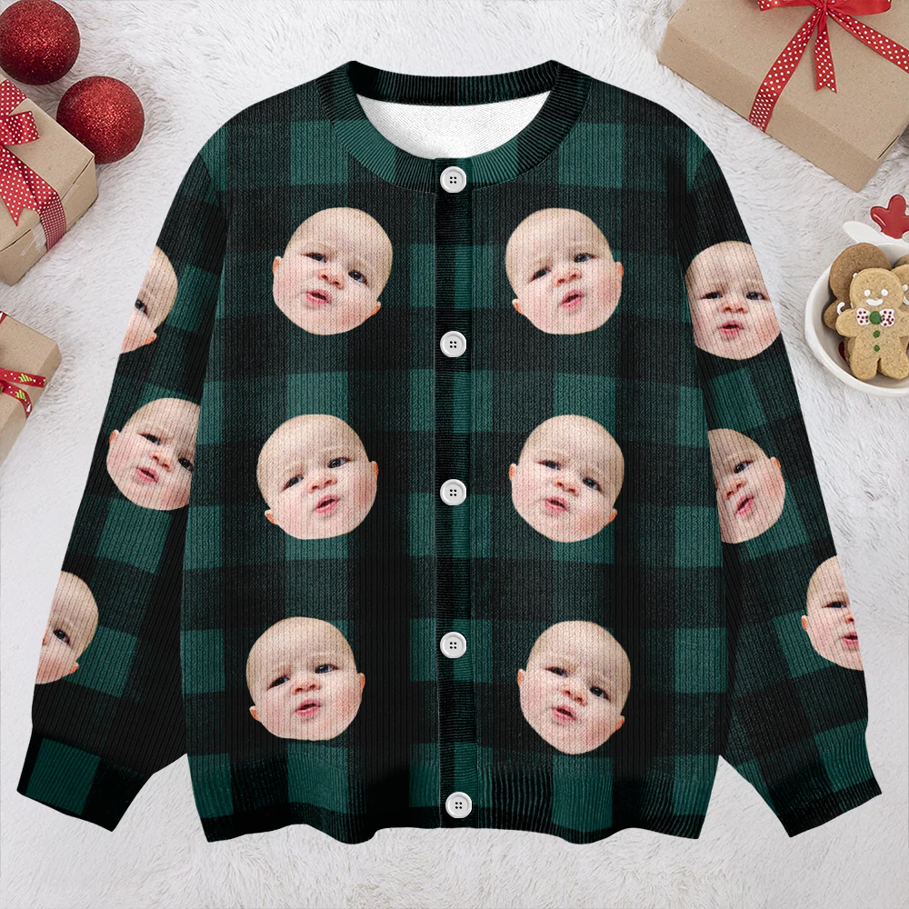 Custom Face Photo With Christmas Pattern Ugly Cardigan CH07 899820 - Image 5