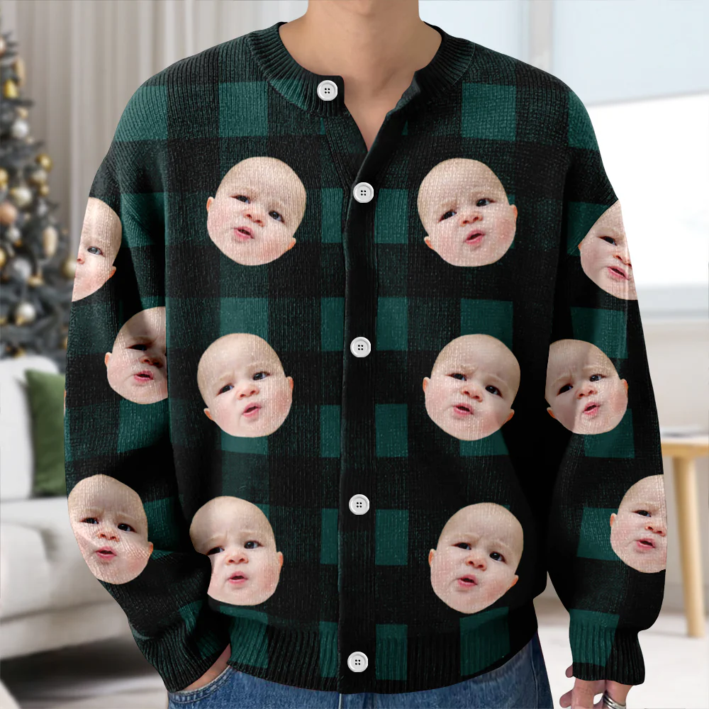 Custom Face Photo With Christmas Pattern Ugly Cardigan CH07 899820 - Image 6