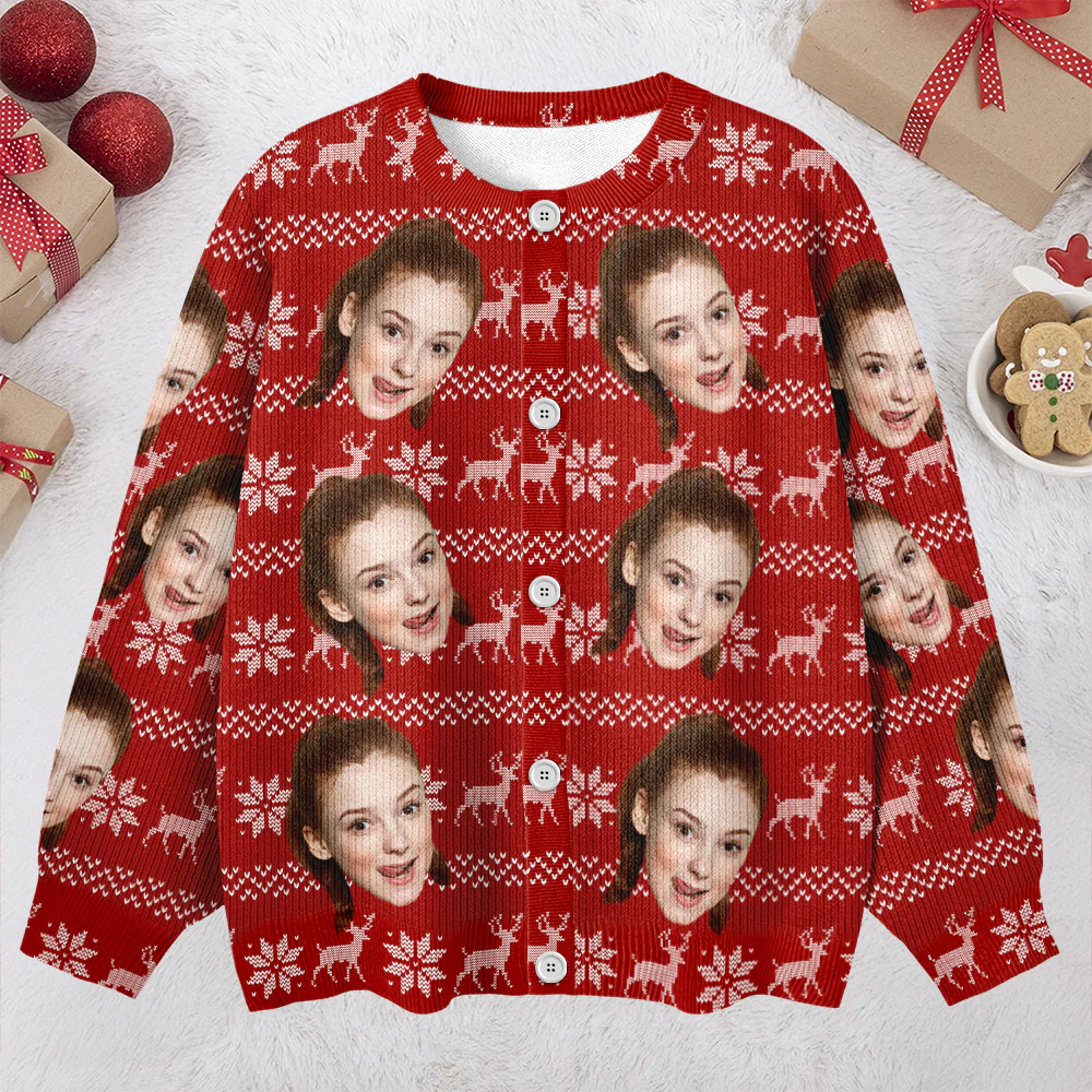 Custom Face Photo With Christmas Pattern Ugly Cardigan CH07 899820 - Image 8