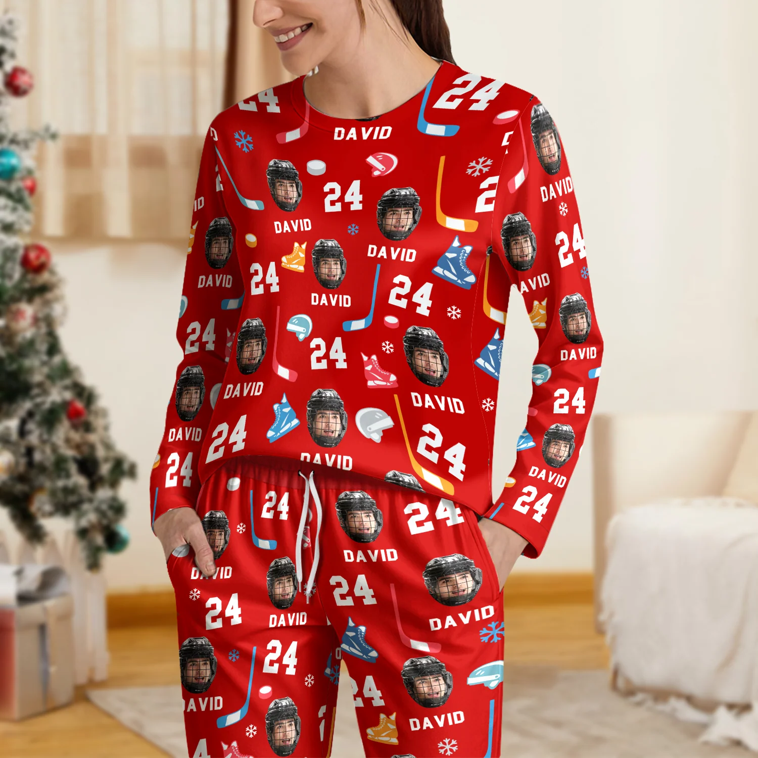 Custom Face Photo With Hockey Sport Sleepwear HO82 900046 - Image 8