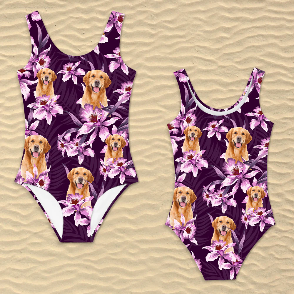 Custom Face Photo With Lily Flowers Swimsuit CH07 911240 - Image 2