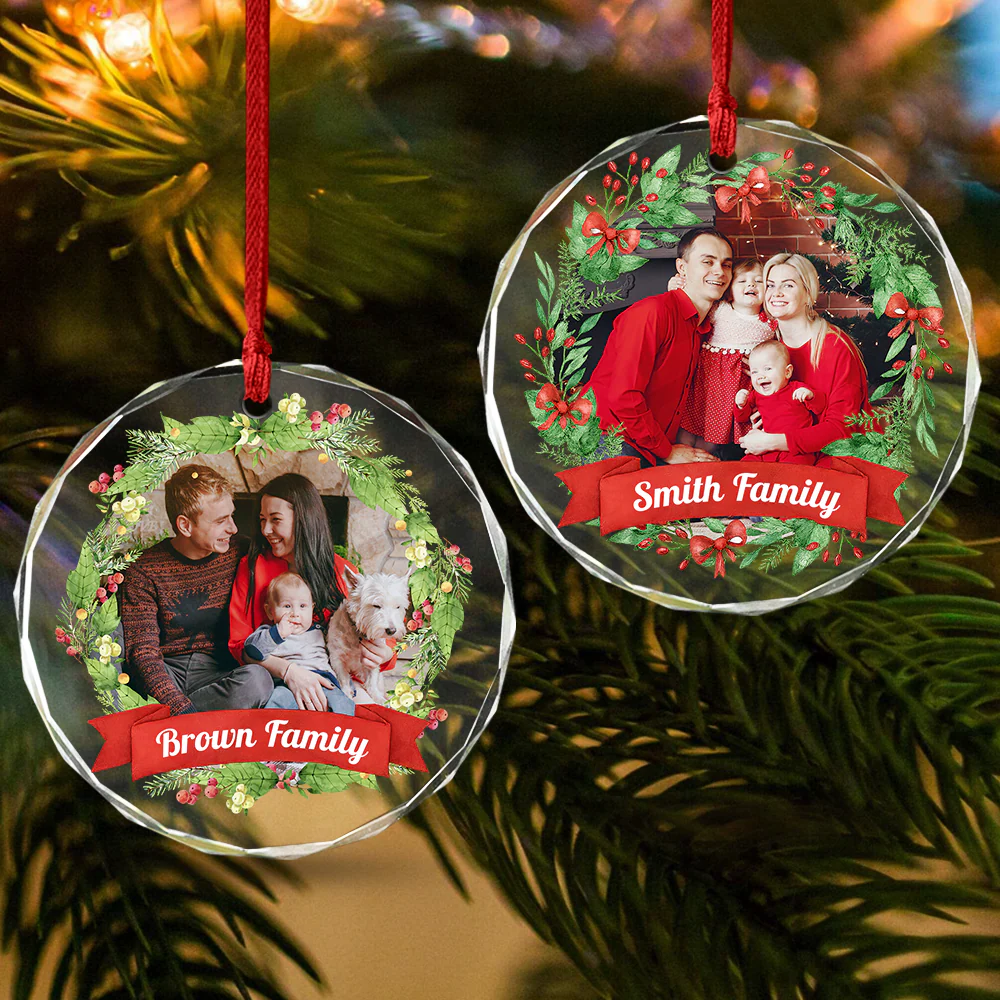 Custom Family Crystal Photo - Personalized Glass Ornament For Christmas TH10 894829 - Image 4