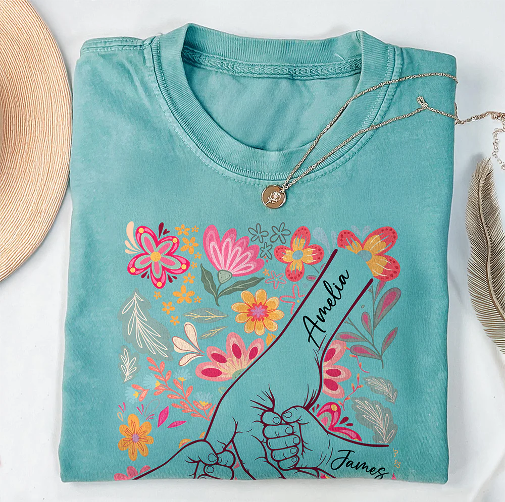 Custom Family Hands Floral Comfort Shirt Gift For Mother's Day HO82 902212 - Image 4