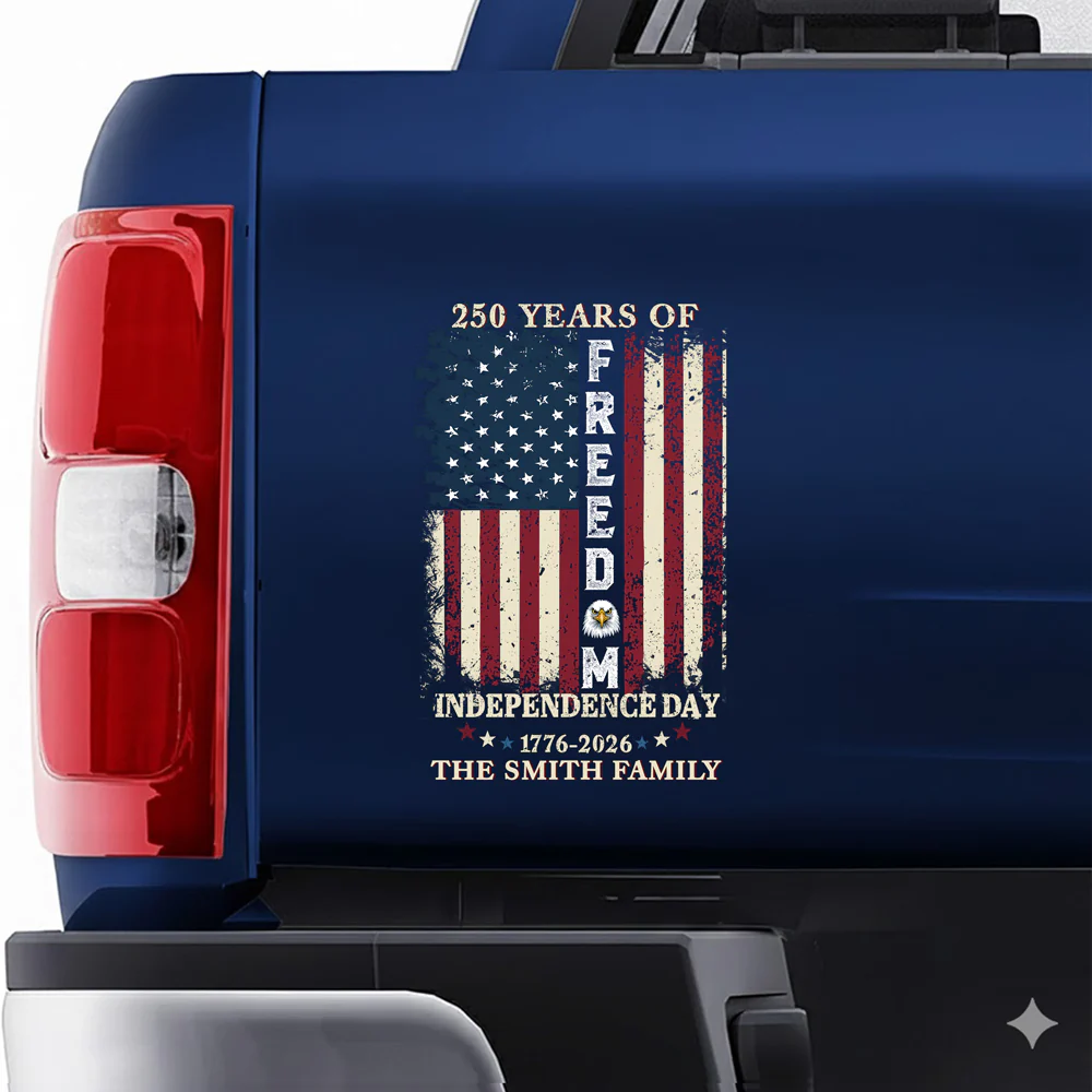 Custom Family Name 250 Years of Freedom 1776-2026 Independence Day Patriotic Car Decal Sticker HO82 900942 - Image 6