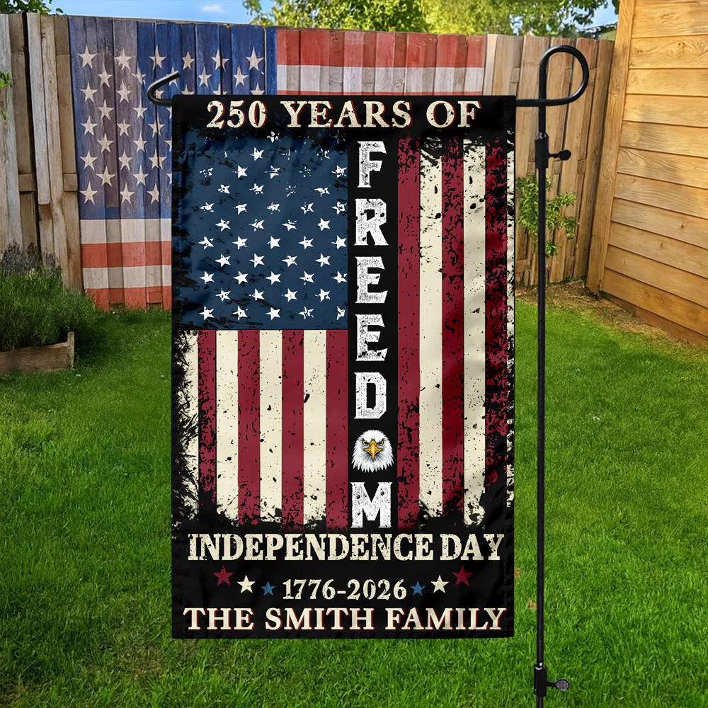 Custom Family Name 250 Years of Freedom 1776-2026 Independence Day Patriotic Garden Flag HO82 900940 - Image 2