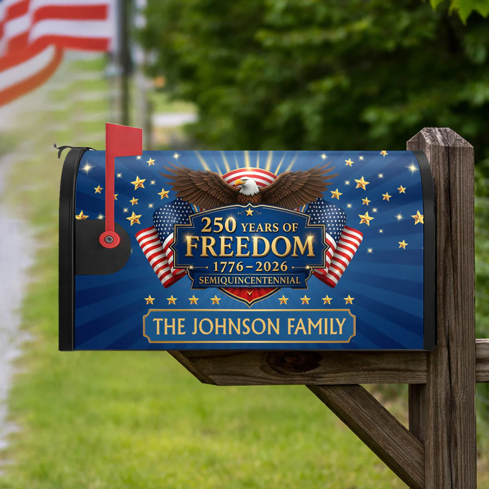 Custom Family Name 250 Years of Freedom 1776–2026 Semiquincentennial Mailbox Cover LM32 897831 - Image 2
