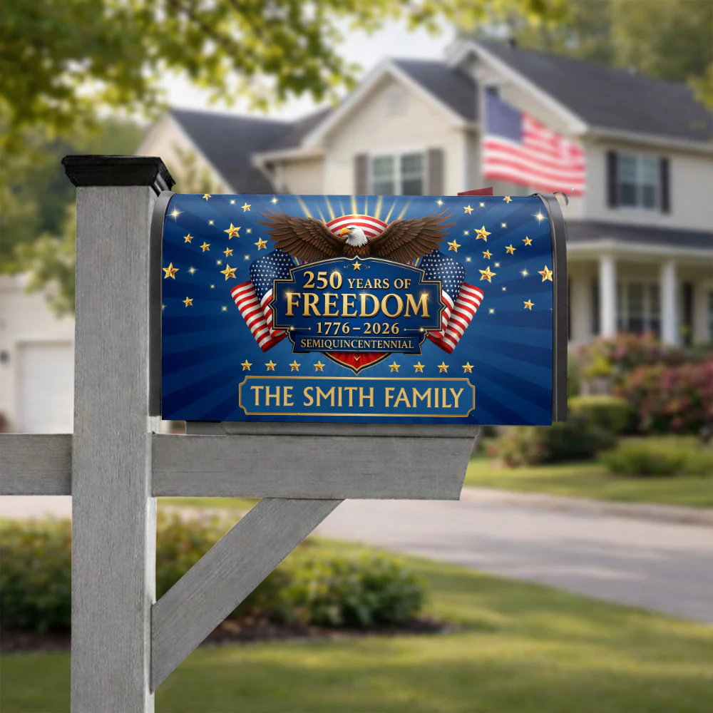Custom Family Name 250 Years of Freedom 1776–2026 Semiquincentennial Mailbox Cover LM32 897831 - Image 4