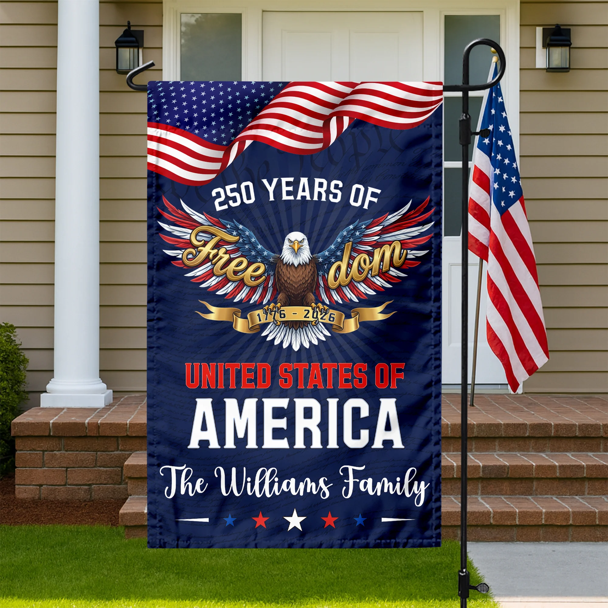 Custom Family Name 250 Years of Freedom Eagle USA 1776–2026 Garden Flag HO82 902210 - Image 3