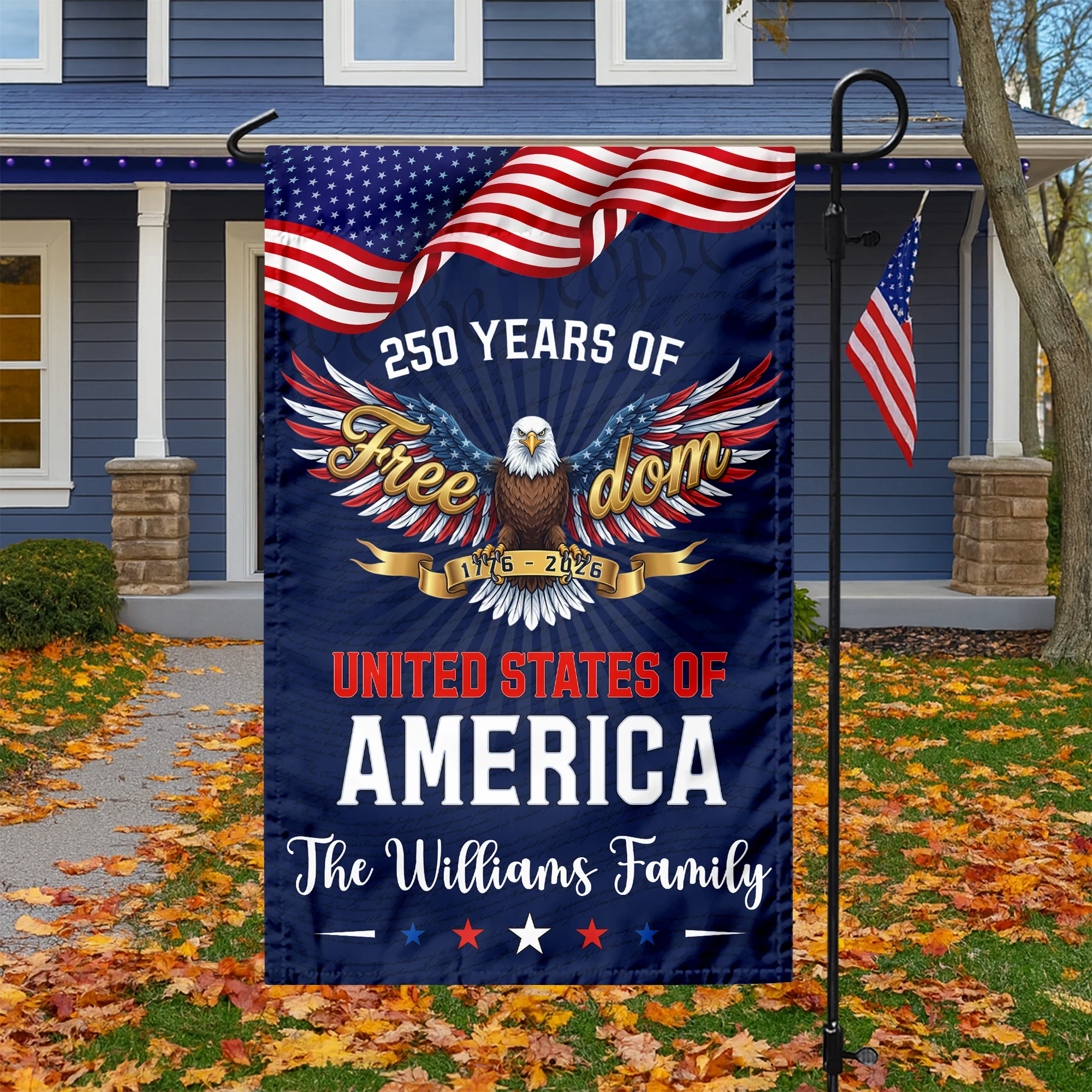 Custom Family Name 250 Years of Freedom Eagle USA 1776–2026 Garden Flag HO82 902210 - Image 4