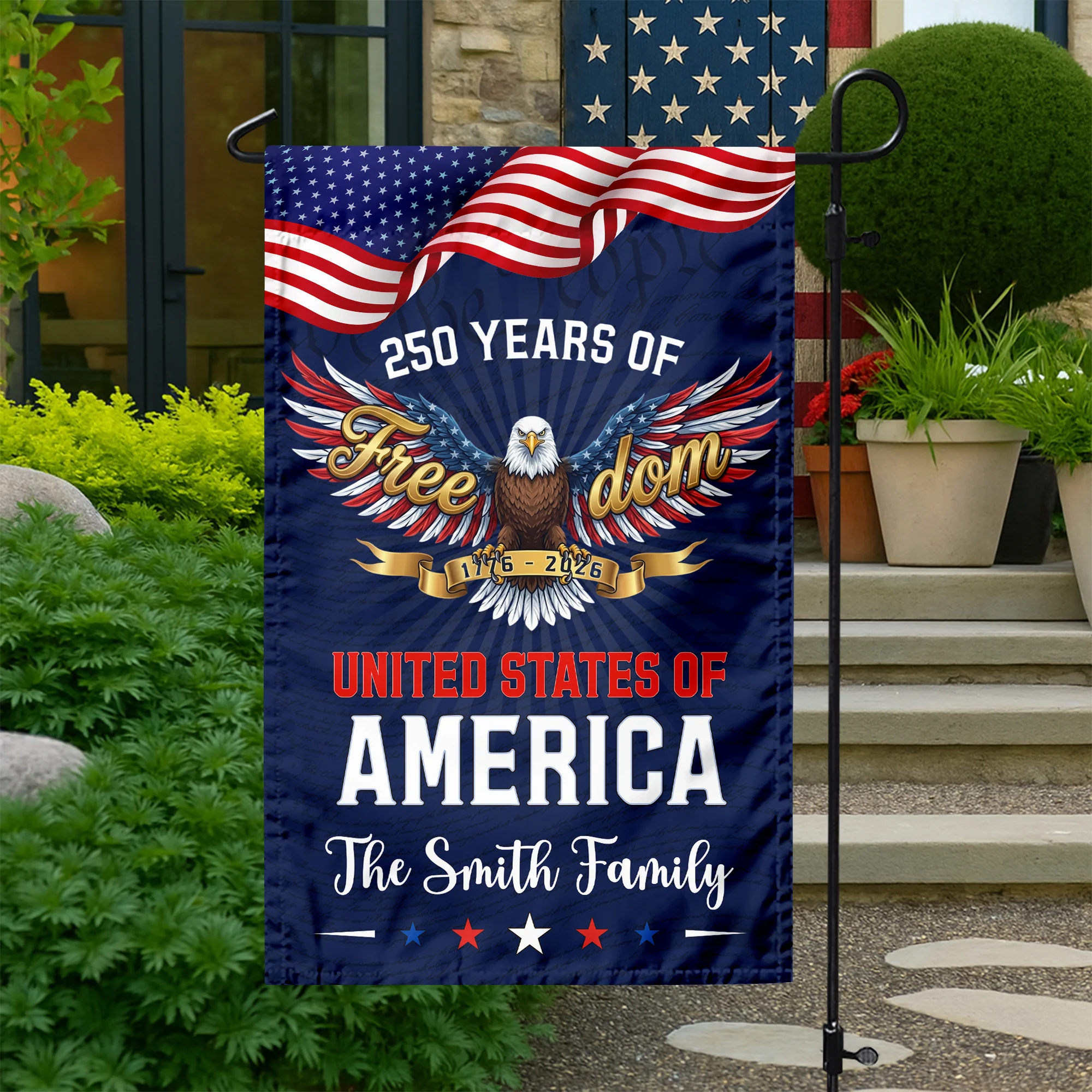 Custom Family Name 250 Years of Freedom Eagle USA 1776–2026 Garden Flag HO82 902210 - Image 5