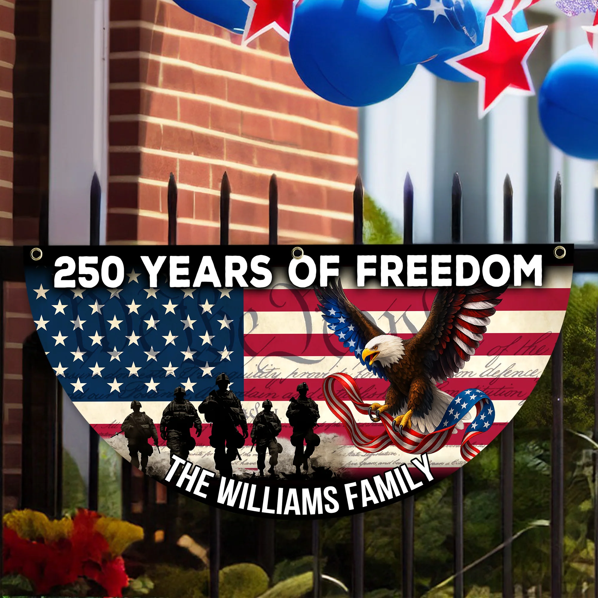 Custom Family Name 250 Years of Freedom Non-Pleated Fan Flag HA75 920364 - Image 3