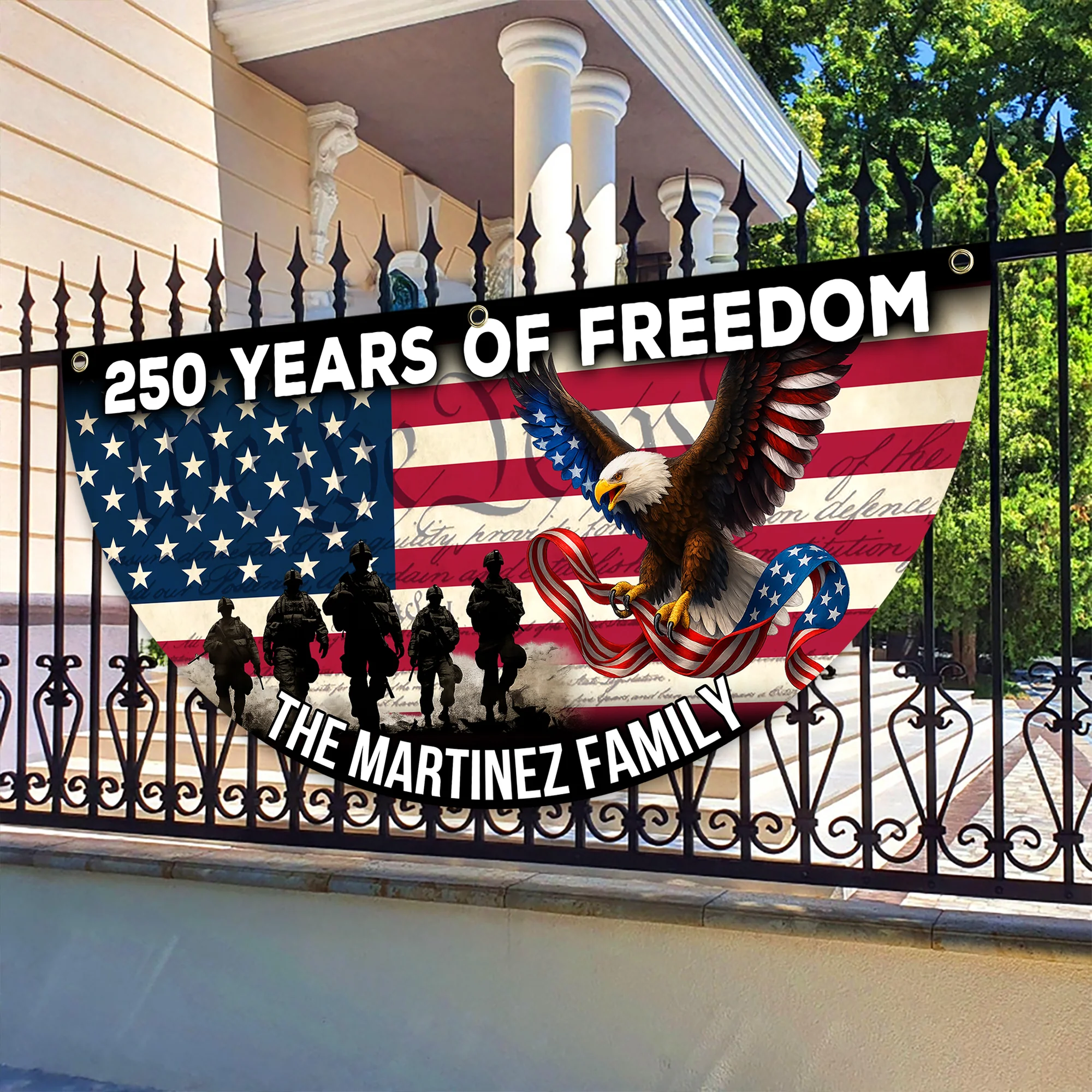 Custom Family Name 250 Years of Freedom Non-Pleated Fan Flag HA75 920364 - Image 5