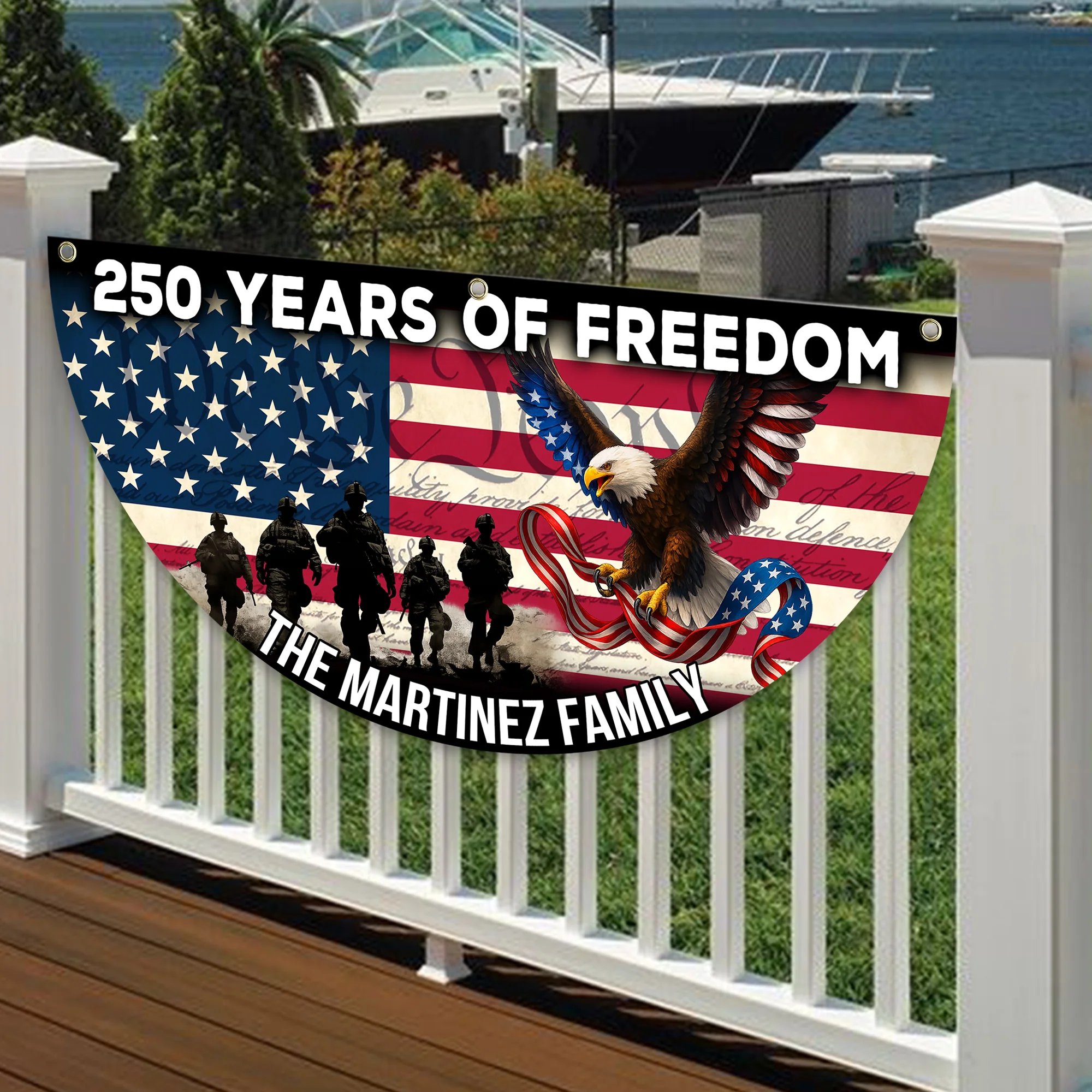 Custom Family Name 250 Years of Freedom Non-Pleated Fan Flag HA75 920364 - Image 6
