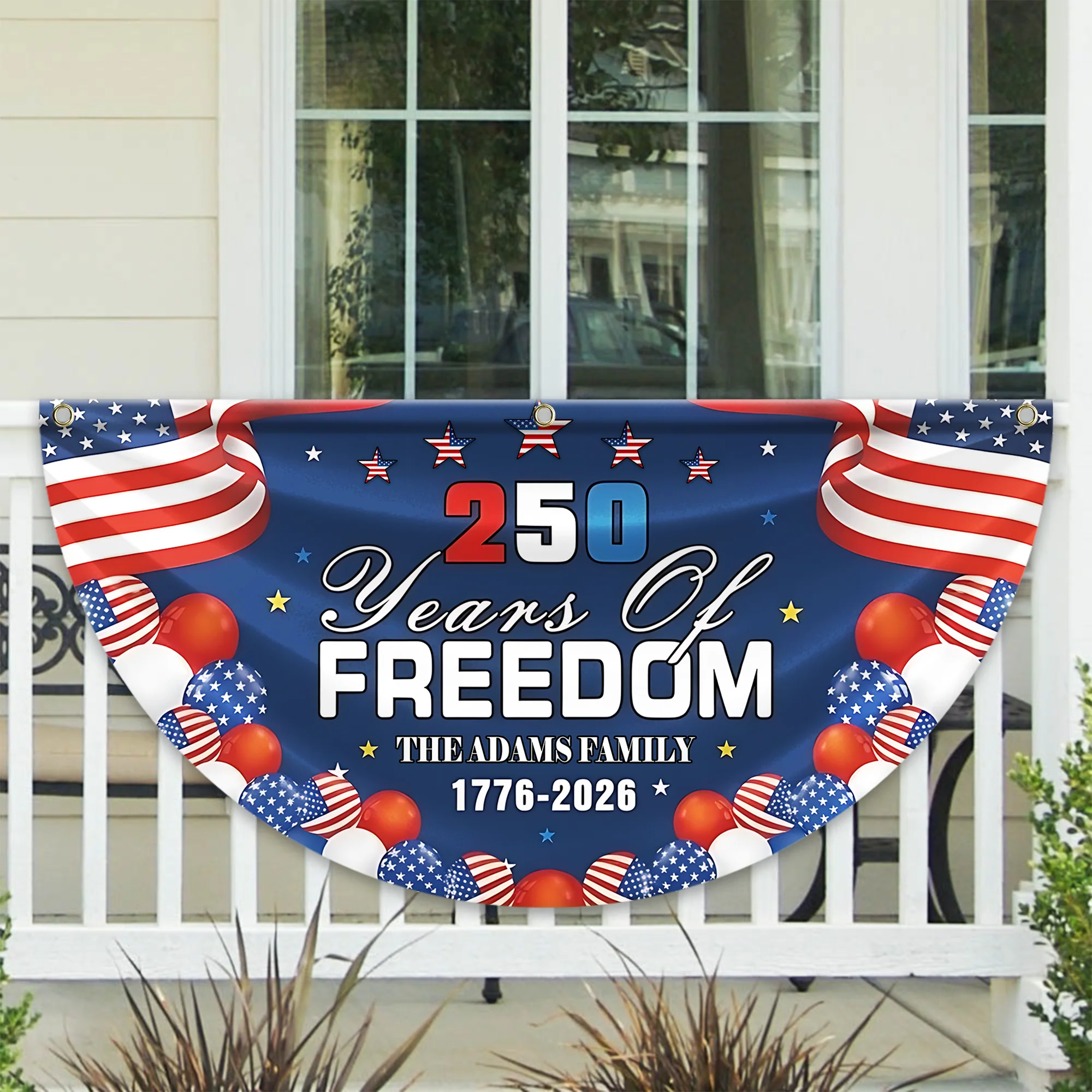 Custom Family Name 250 Years Of Freedom Non-Pleated Fan Flag TH10 169333 - Image 2