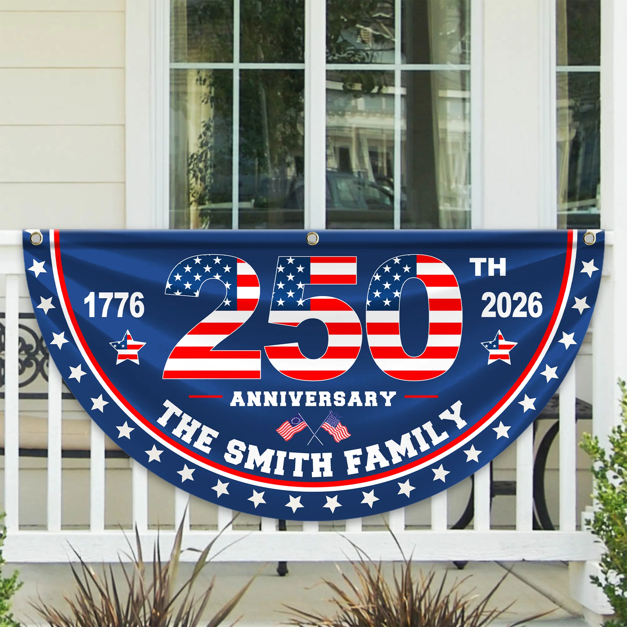 Custom Family Name 250th Anniversary Non-Pleated Fan Flag HA75 920910 - Image 2