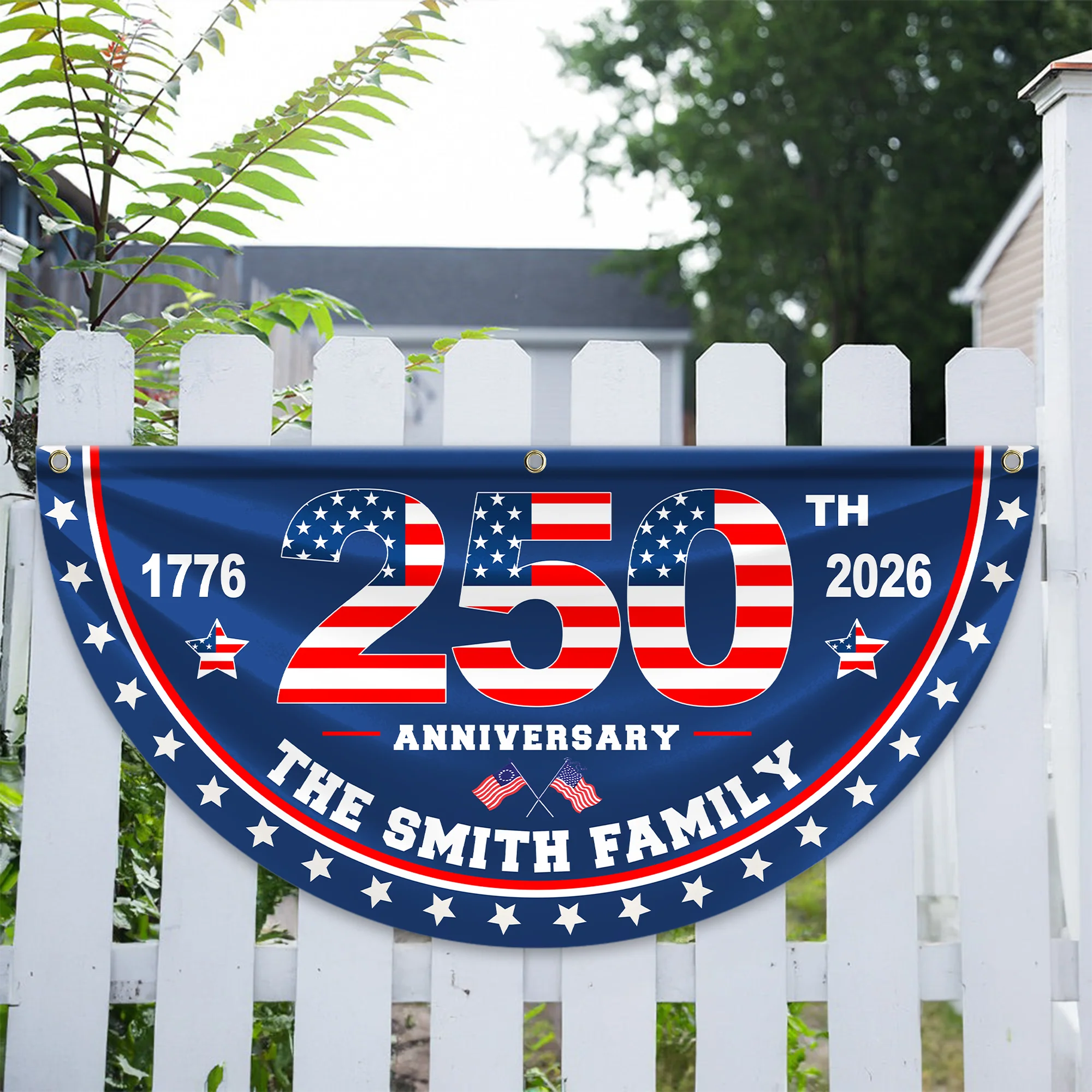 Custom Family Name 250th Anniversary Non-Pleated Fan Flag HA75 920910 - Image 3