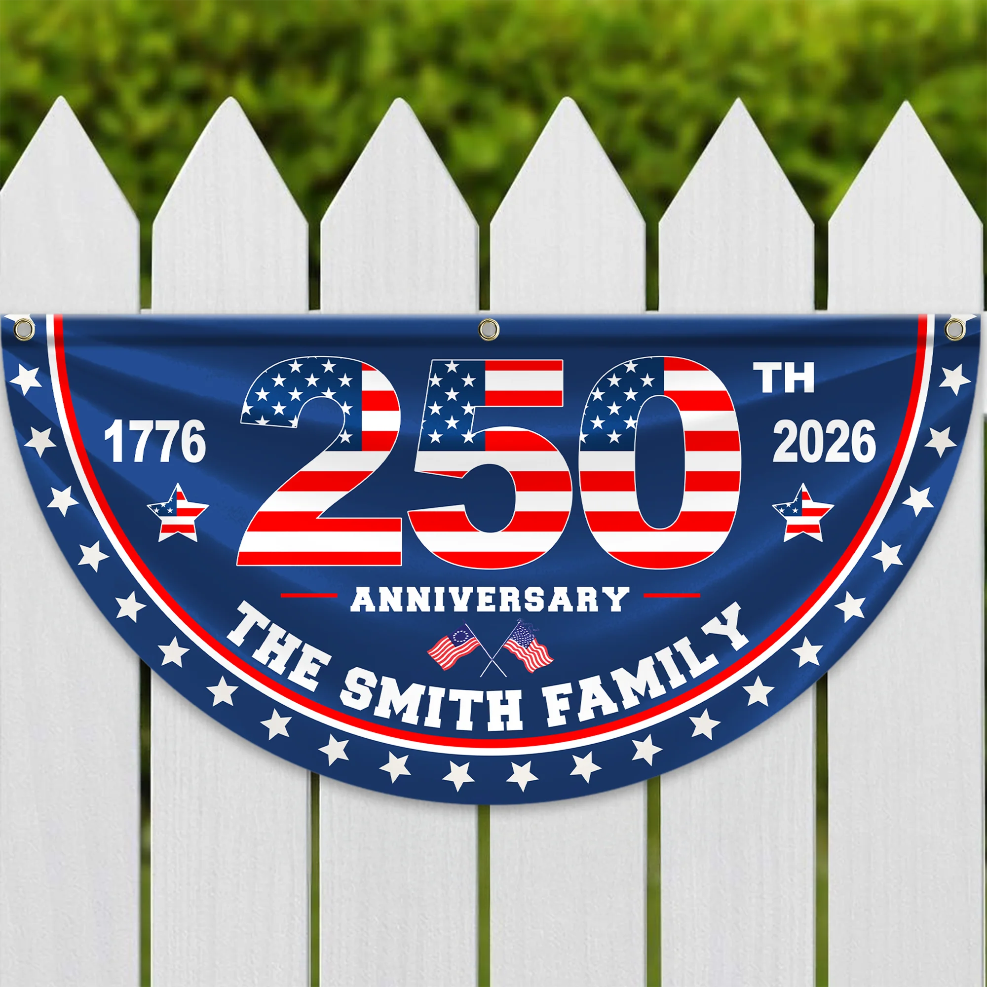 Custom Family Name 250th Anniversary Non-Pleated Fan Flag HA75 920910 - Image 7